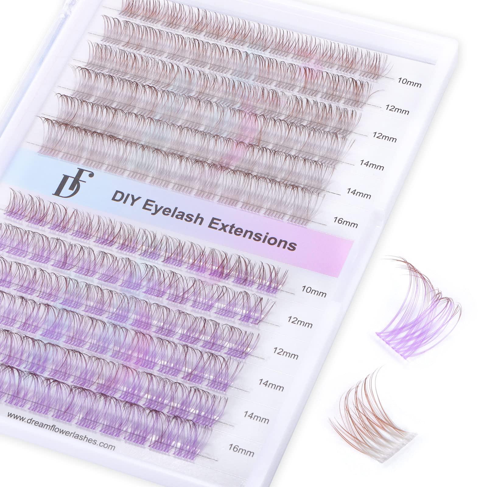 DF Cluster Lashes 144 Pcs D Curl Individual Lash Clusters 10-16mm Mixed DIY Lash Extensions Soft Volume Individual Lash Extensions Self-application DIY Lashes at Home - Rose 9