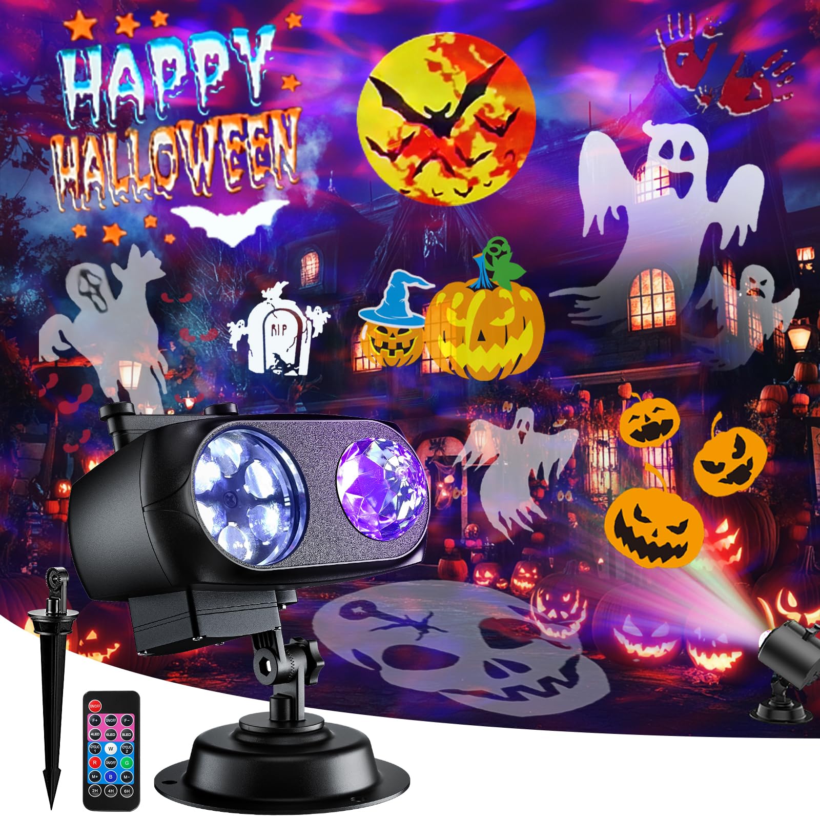 FLITI19 Replacable Slides Halloween Projector and 10 Replacable Slides Holiday Projector Bundle Pack