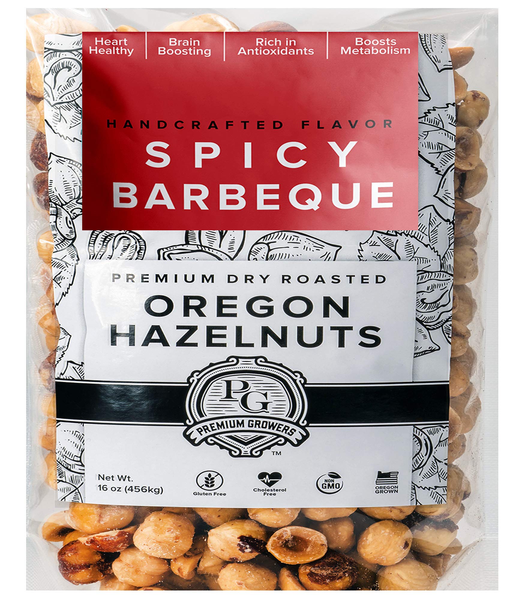 Oregon Farm To Table - Hazelnuts from Premium Growers - Dry Roasted - Spicy BBQ/Barbeque – Kosher Certified -1 LB