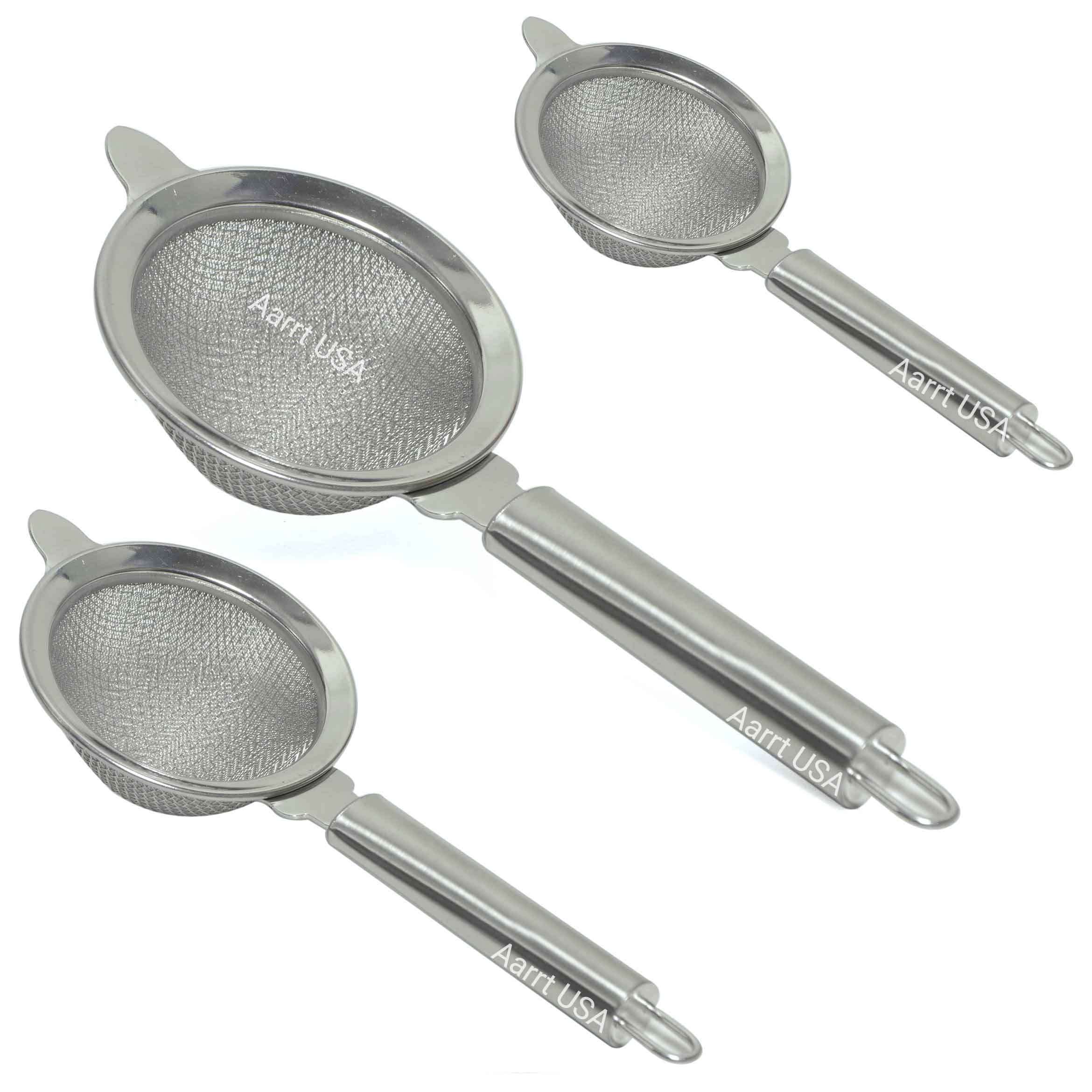 Aarrt Set of 3 Stainless Steel Tea Strainer Chalni Sizes Heavy Duty Mesh Lasts Long