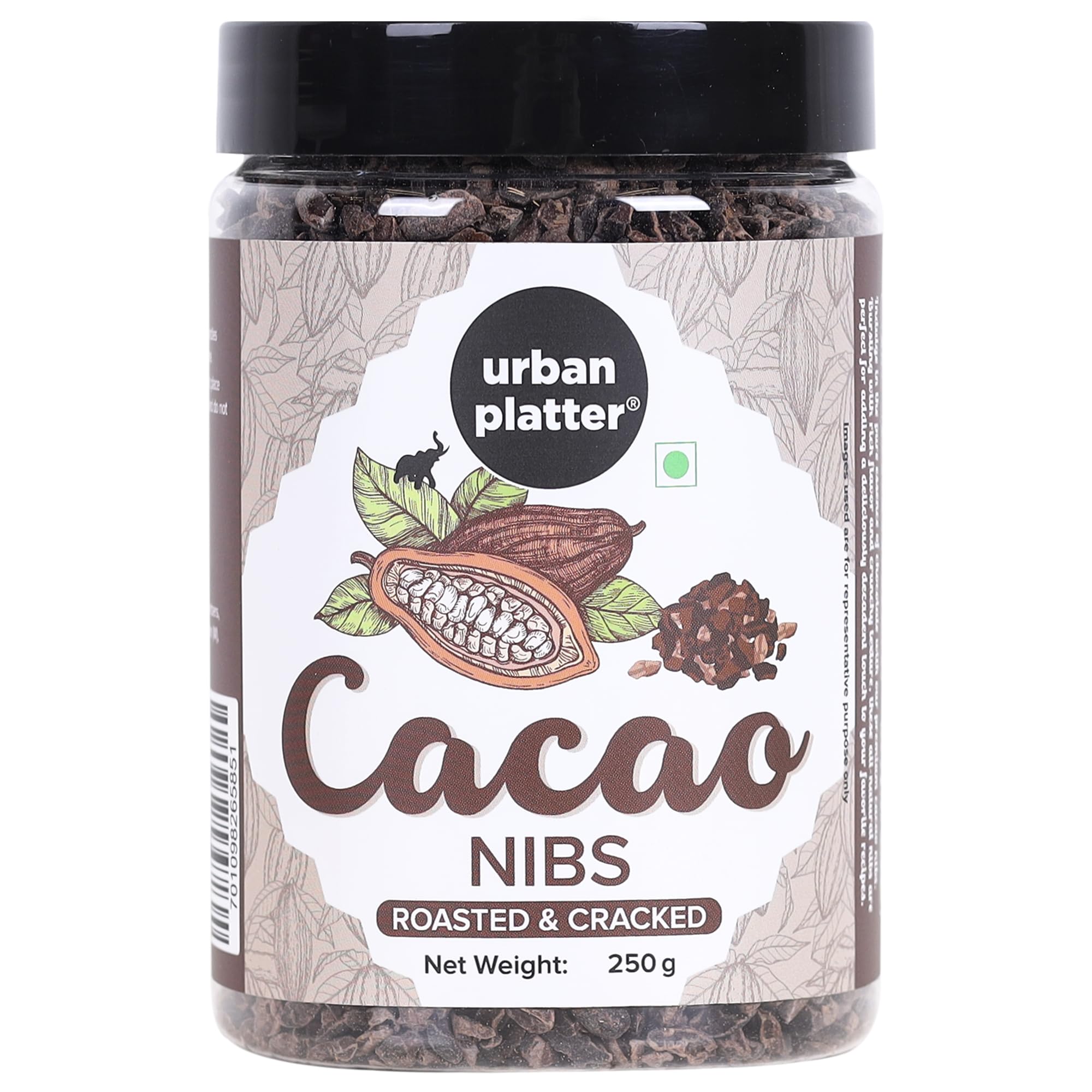 Urban Platter Cacoa Nibs, 250g (Roasted & Cracked | Unsweetened | Pure Cacao Bean Bits | Aromatic)