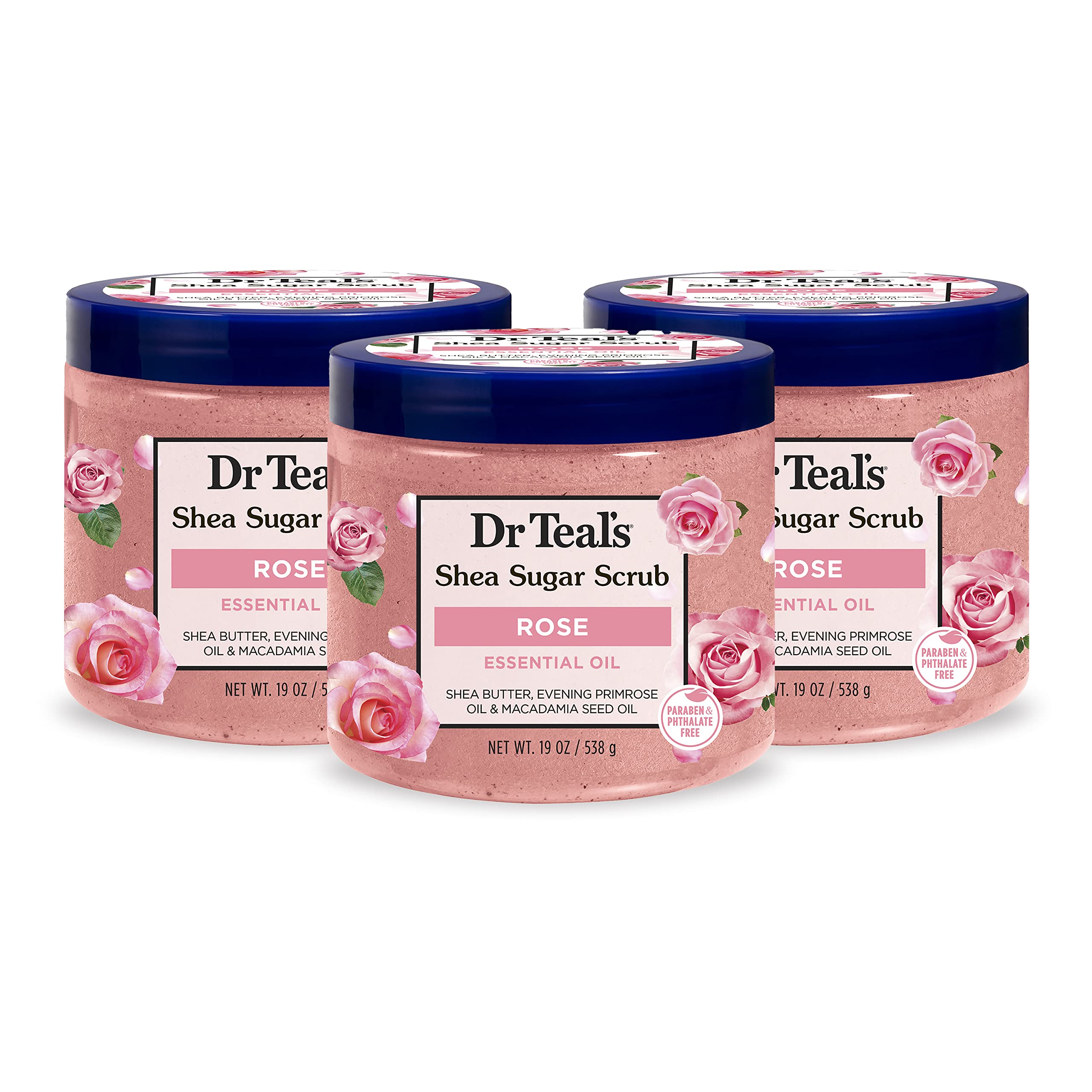 Dr Teal's Shea Sugar Body Scrub Rose with Essential Oil, 538g