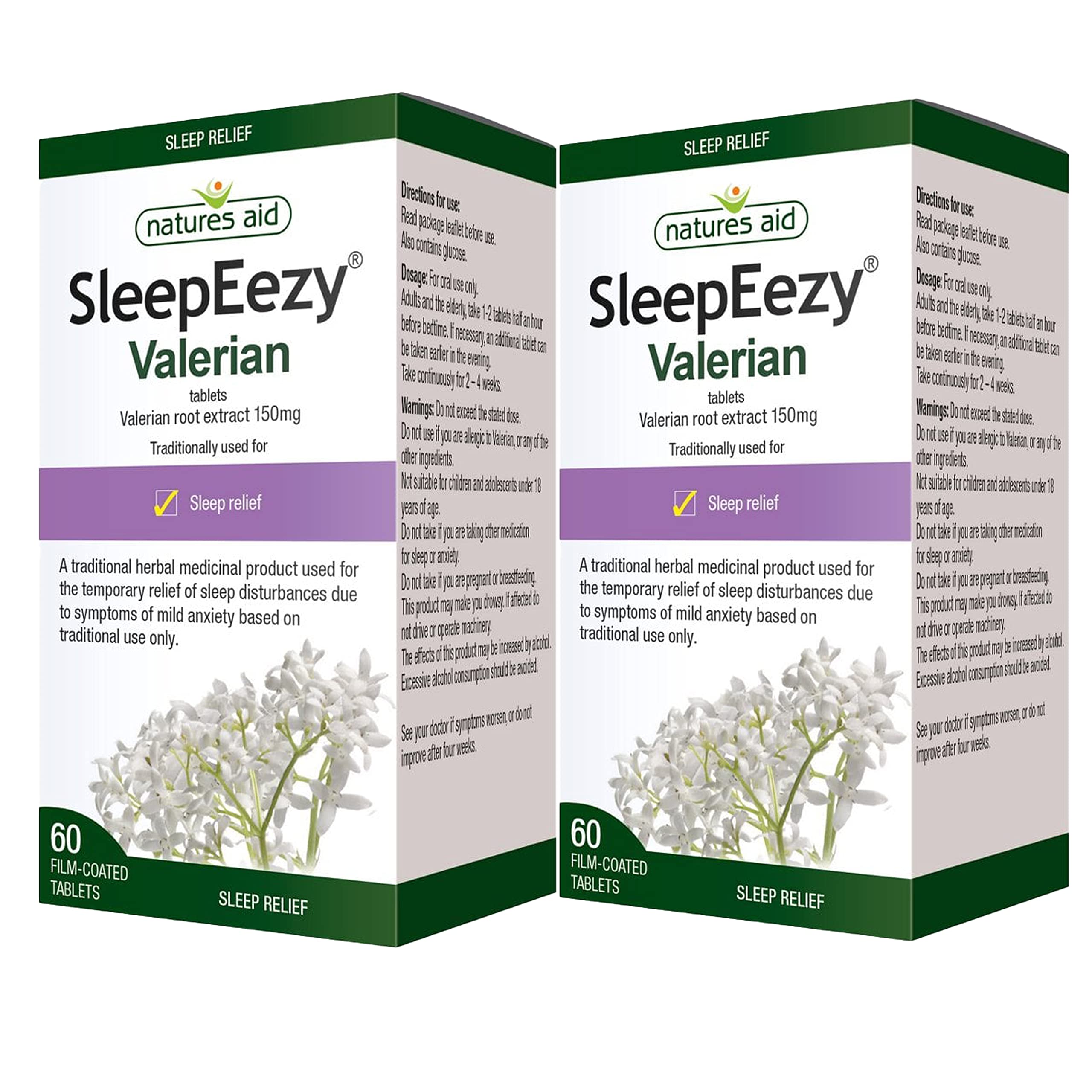 SleepEezy Valerian Root Tablets, 2 x 60 Vegan Tablets, Relief of Sleep disturbances