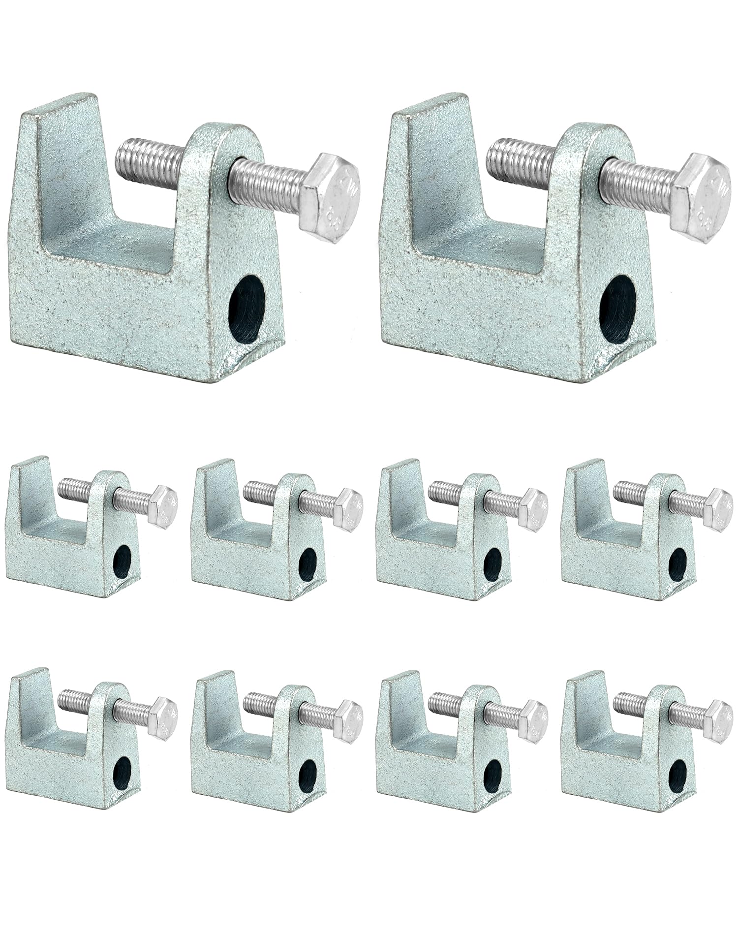 QWORK® 12 Pieces Beam Clamps Bracket, Galvanized Steel, M8 (8mm), for Bridge Construction, Construction Engineering