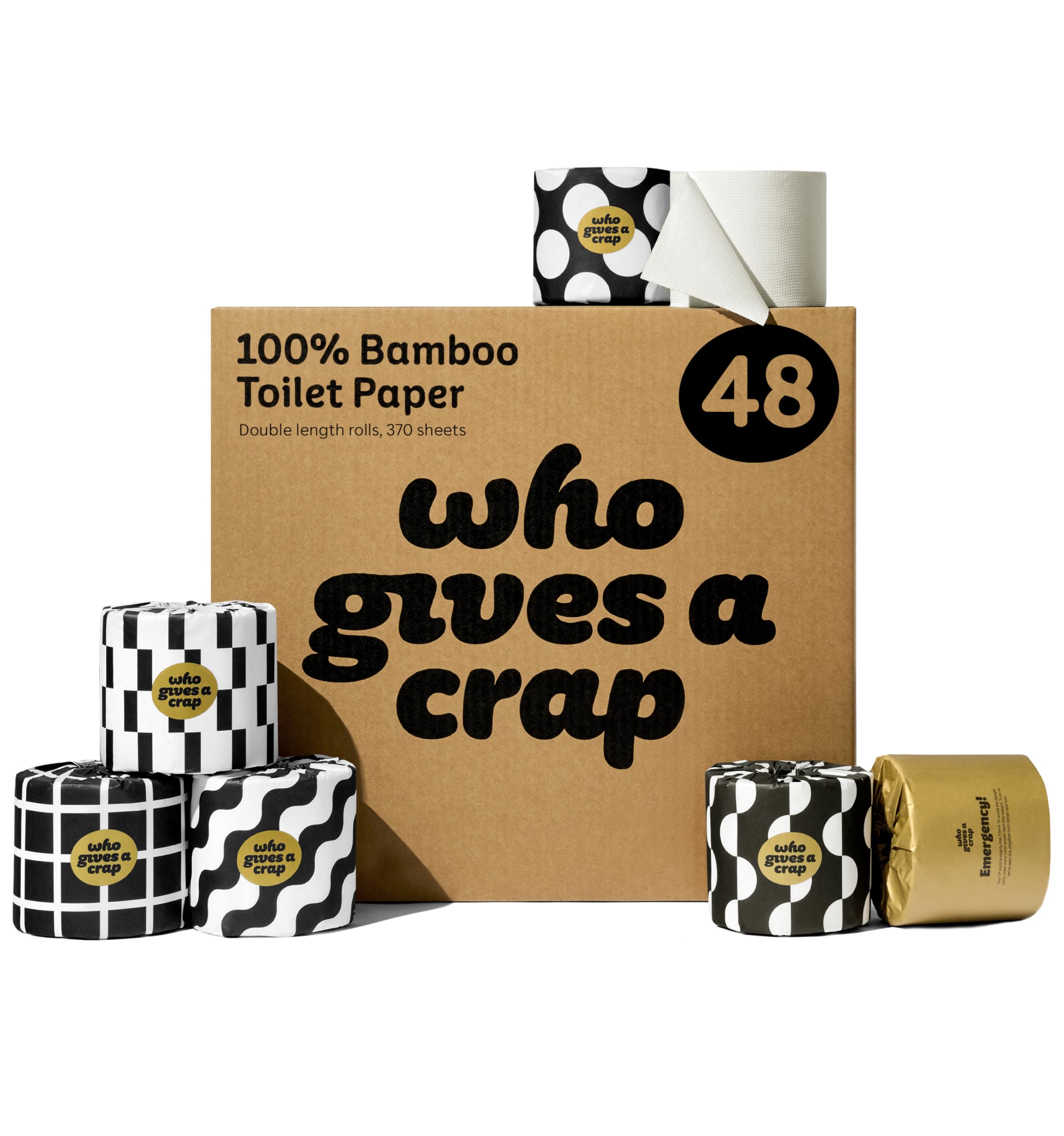 Who Gives A Crap – Premium Bamboo Toilet Roll | Box of 48 Toilet Rolls (3-Ply, 370 Sheets) | Soft, Strong, Sustainable, Biodegradable, Plastic-Free