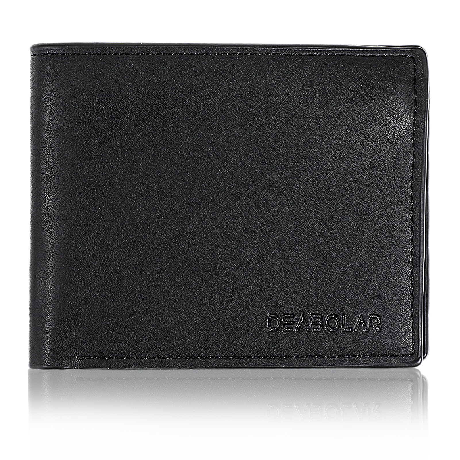 Amaxiu PU Leather Bifold Wallet for Men, Men’s Coin Pocket Slim Wallet With 5 Credit Cards Slots 2 Cash Pockets 1 ID Window, Black