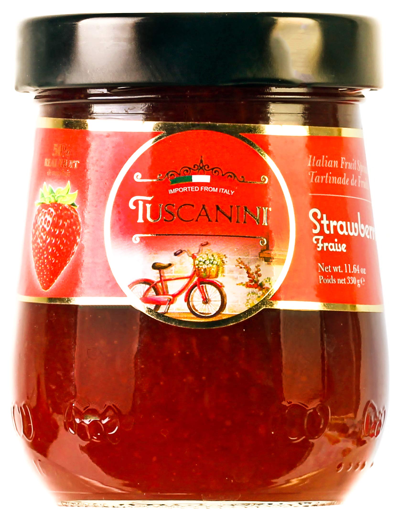 TuscaniniPremium Italian Strawberry Preserves, 11.64 oz | 50% Fruit | Spreadble Fruit Jam | No High Fructose Corn Syrup | No Preservatives | Non GMO | Gluten Free | Kosher (Including Passover)