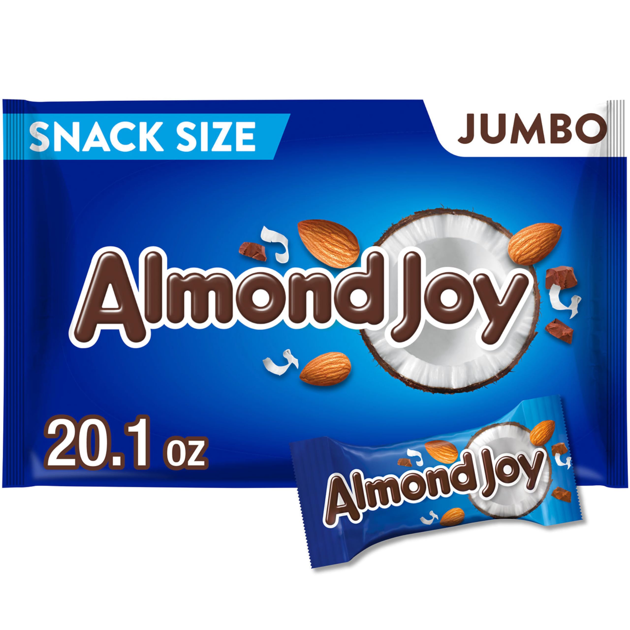 The Hershey Company ALMOND JOY, Chocolate Coconut Candy Bar, Snack Size, 20.1 Ounce