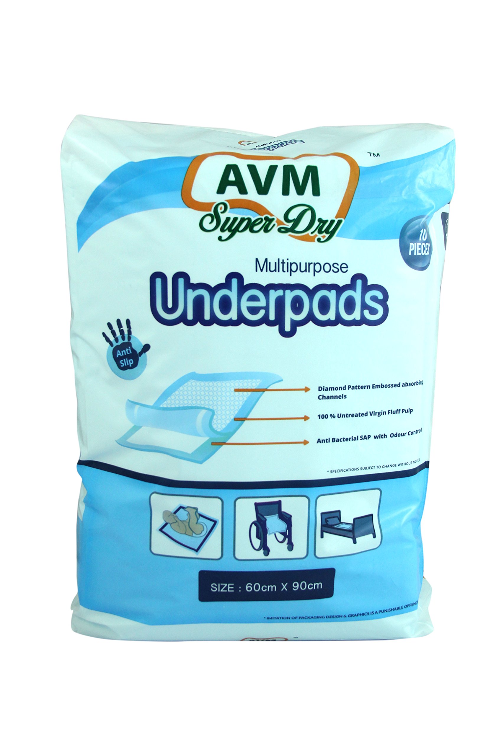 AVMSuper Dry Multipurpose Underpads (60 * 90 cms) - Pack of 10