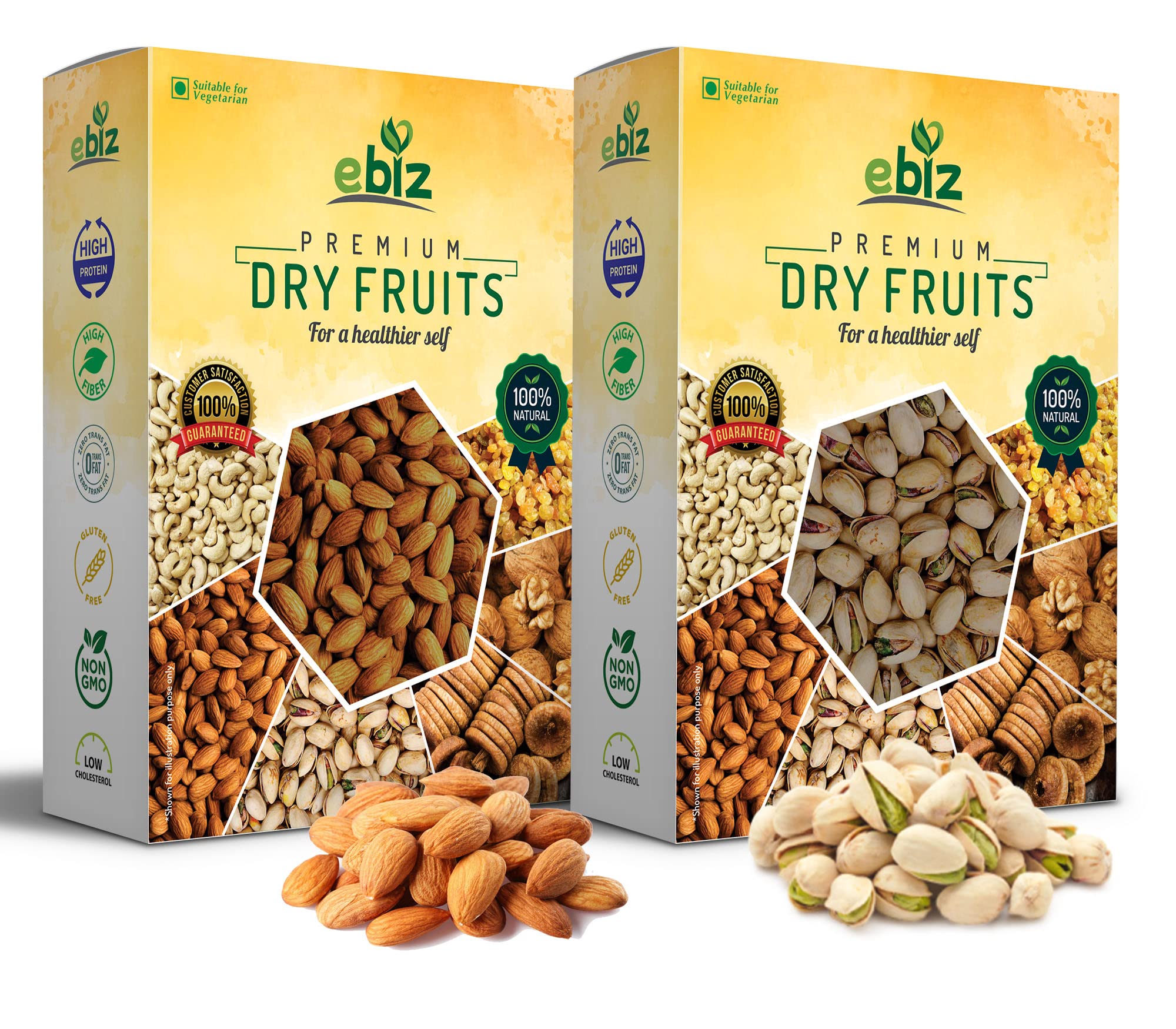 eBiz Mix Nuts Almonds, Pistachios Combo Pack (Badam, Pista) Almonds, Pistachios (2 x 400 g)