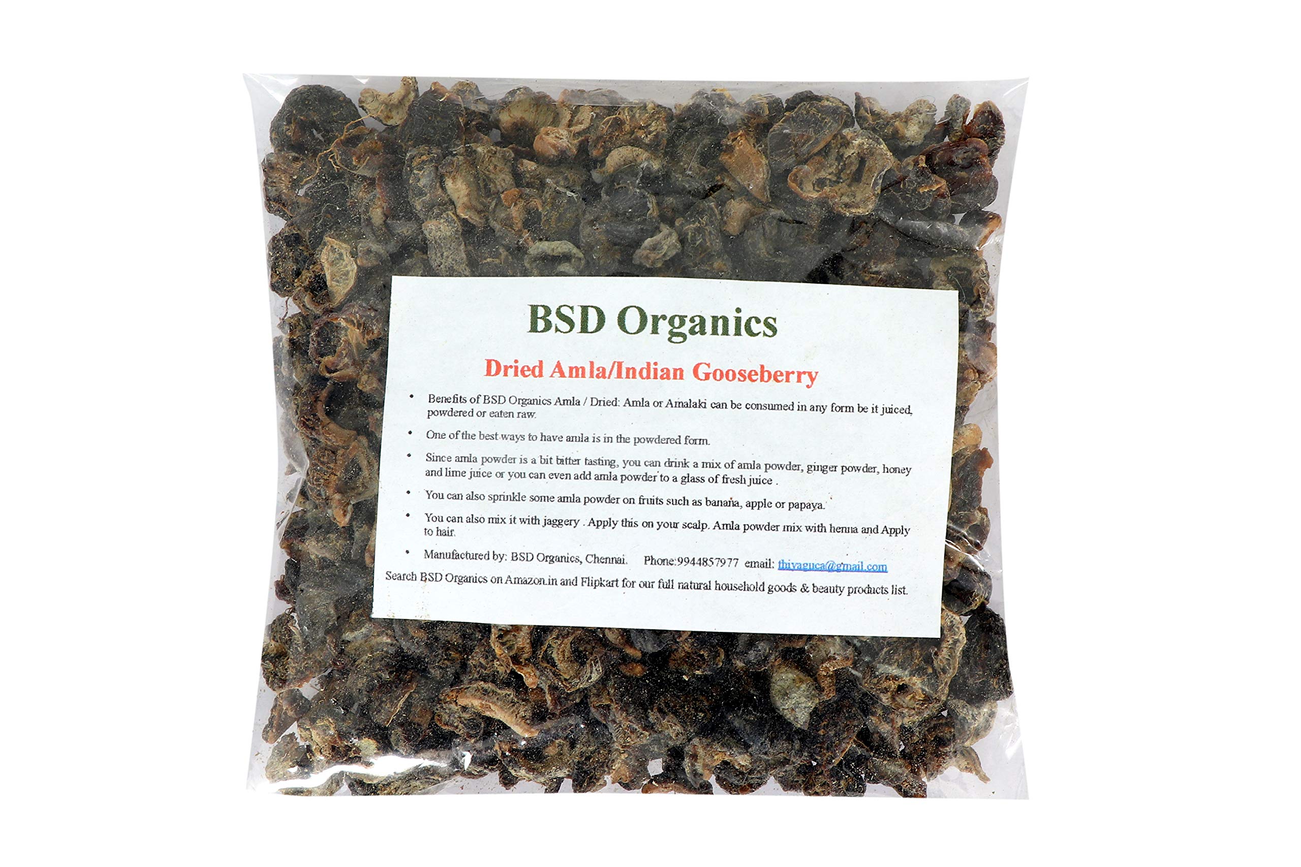 BSD Organics Dried Amla/Indian Gooseberry/Amalaki for Tea,Drink,Hair pack and more -200 grams