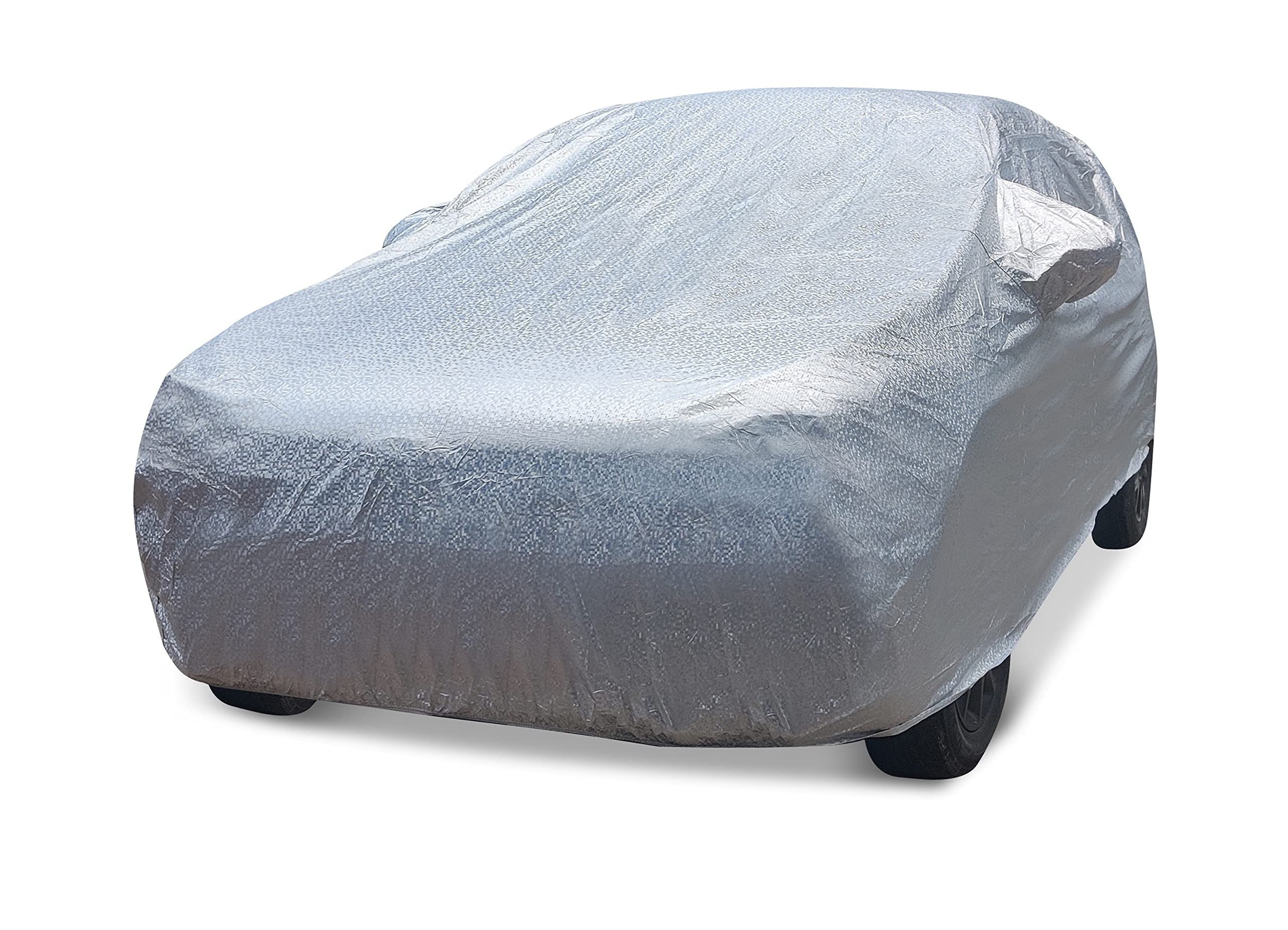 Auto Hub Waterproof Car Body Cover Compatible with Maruti Ritz Car Cover with Mirror Pocket and Soft Cotton Lining, Elastic Bottom Triple Stitched, Metallic Silver