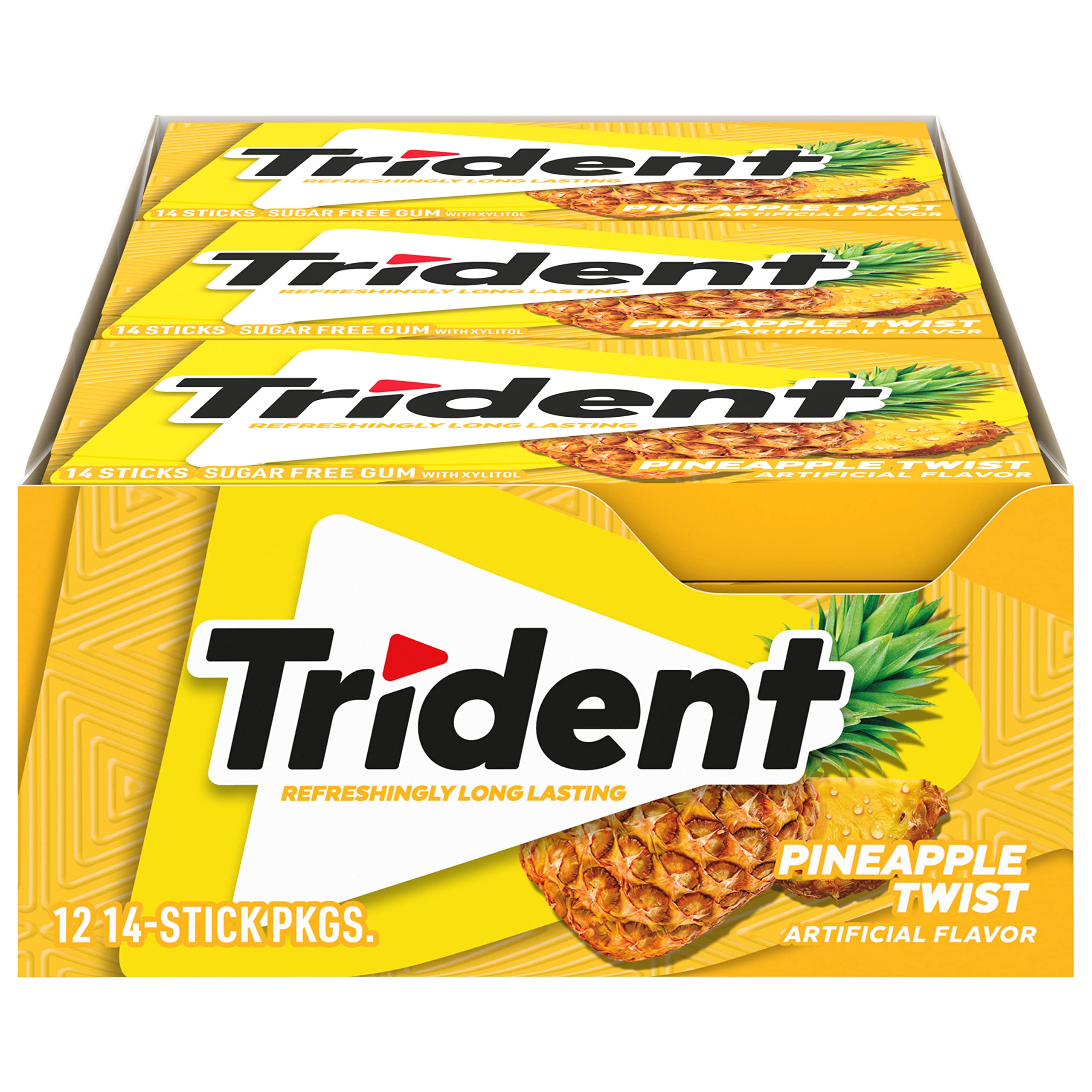 Trident Pineapple Twist Sugar Free Gum, 12 Packs of 14 Pieces (168 Total Pieces)