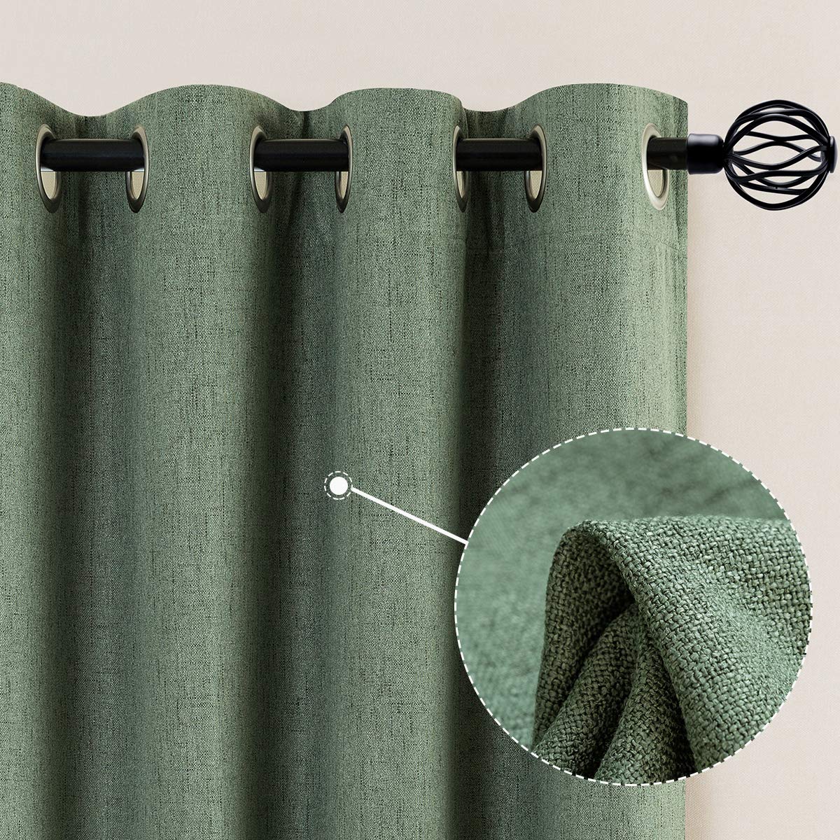 Sage green bedroom curtains