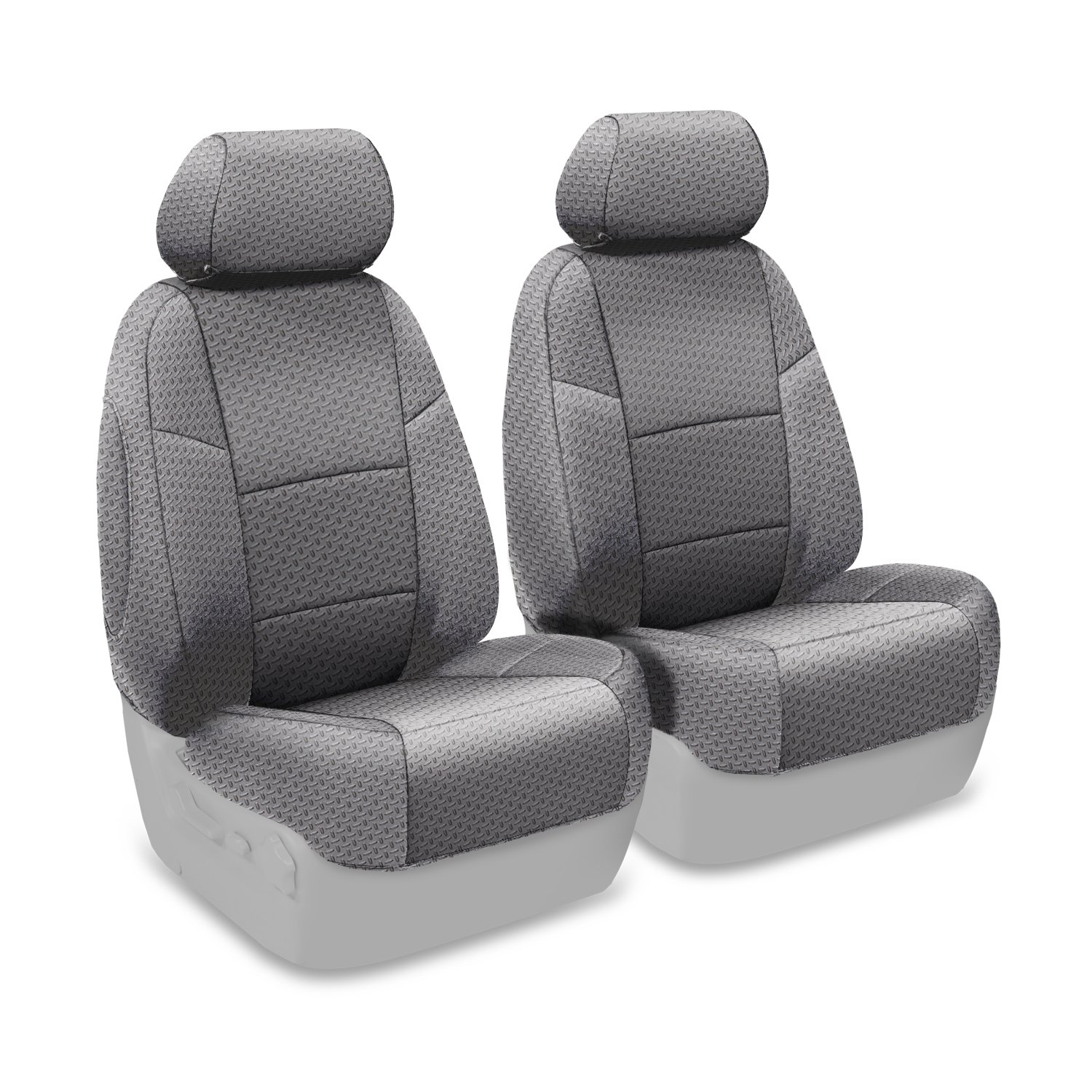 Coverking Front 50/50 Bucket Custom Fit Seat Cover for Select Toyota Tundra Models - Neosupreme (Chrome Diamond Plate)