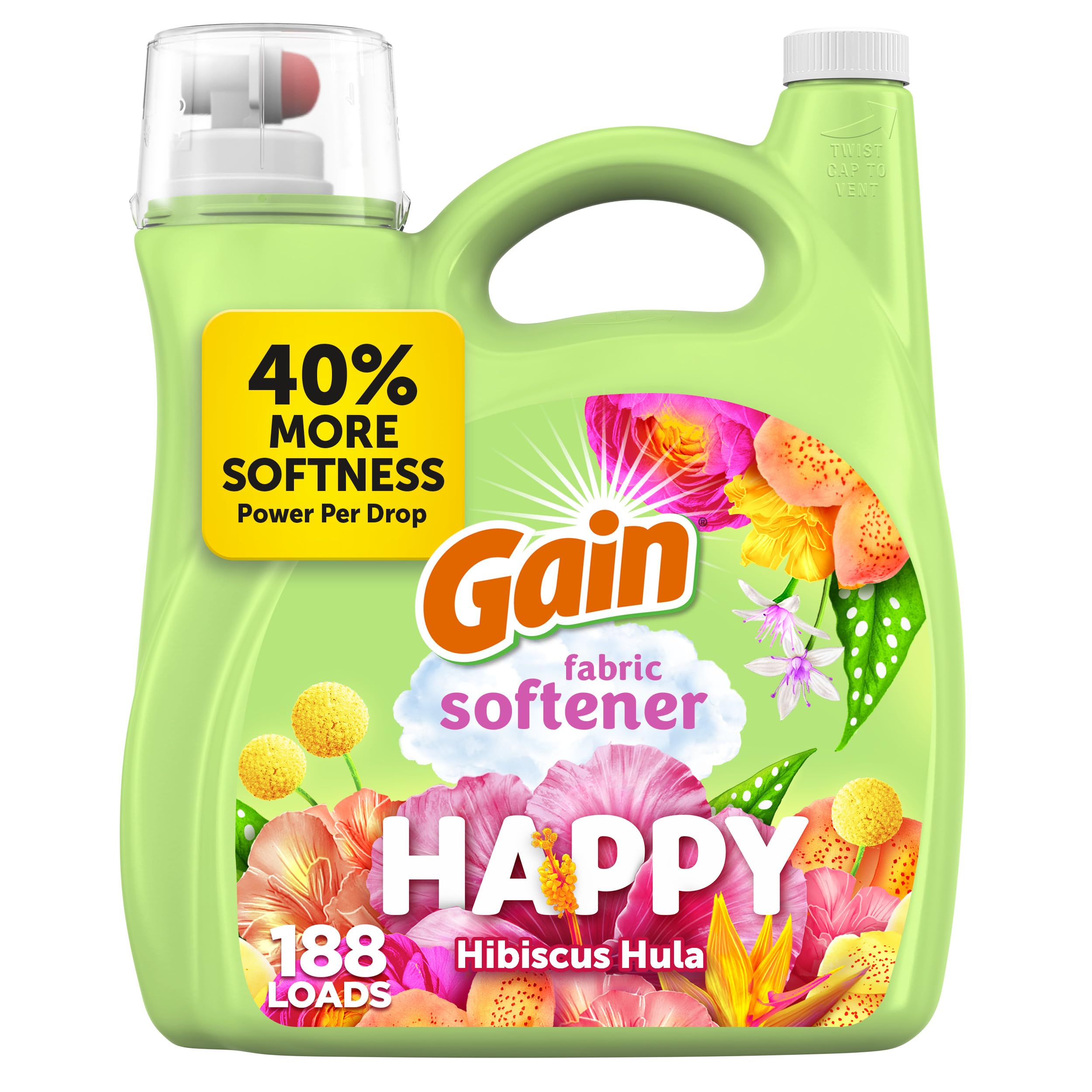 Gain Liquid Fabric Softener (Fabric Conditioner), Happy, 127 fl oz, 188 Loads