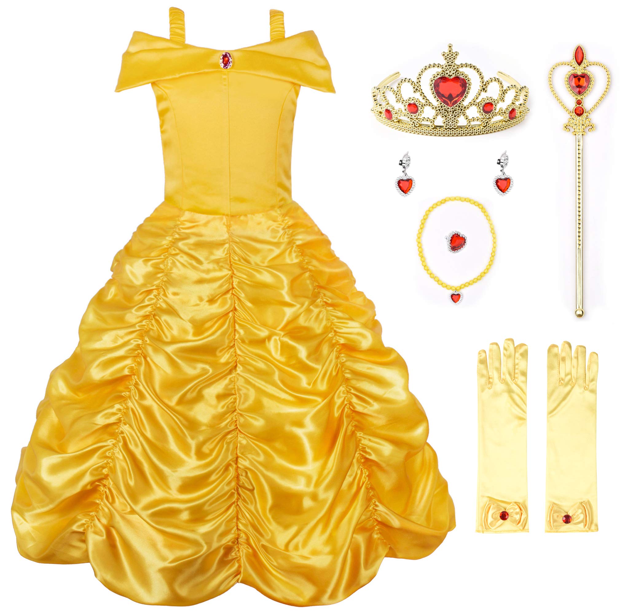 JerrisApparelPrincess Belle Off Shoulder Layered Costume Dress for Little Girl