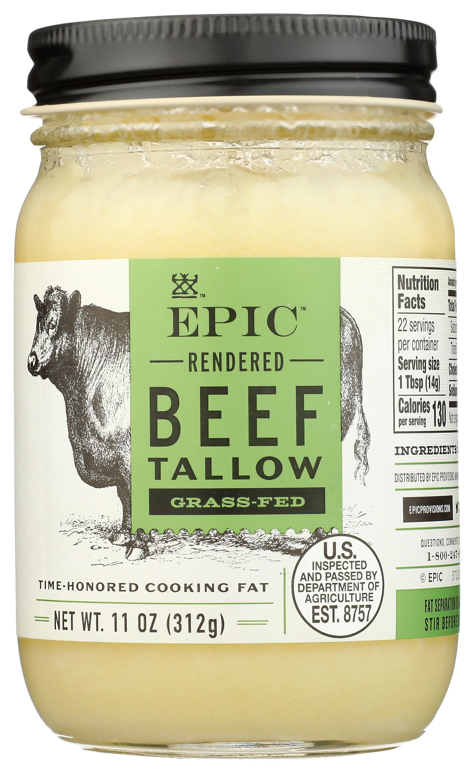 Epic Bar, Grass Fed Beef Tallow, 11 oz (312 g)