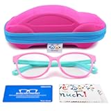 SEEAFUN Blue Light Glasses for Kids Girls Boys with Cute Car Case&comma; UV400 Protection&comma; Anti Blue Ray Age3-12