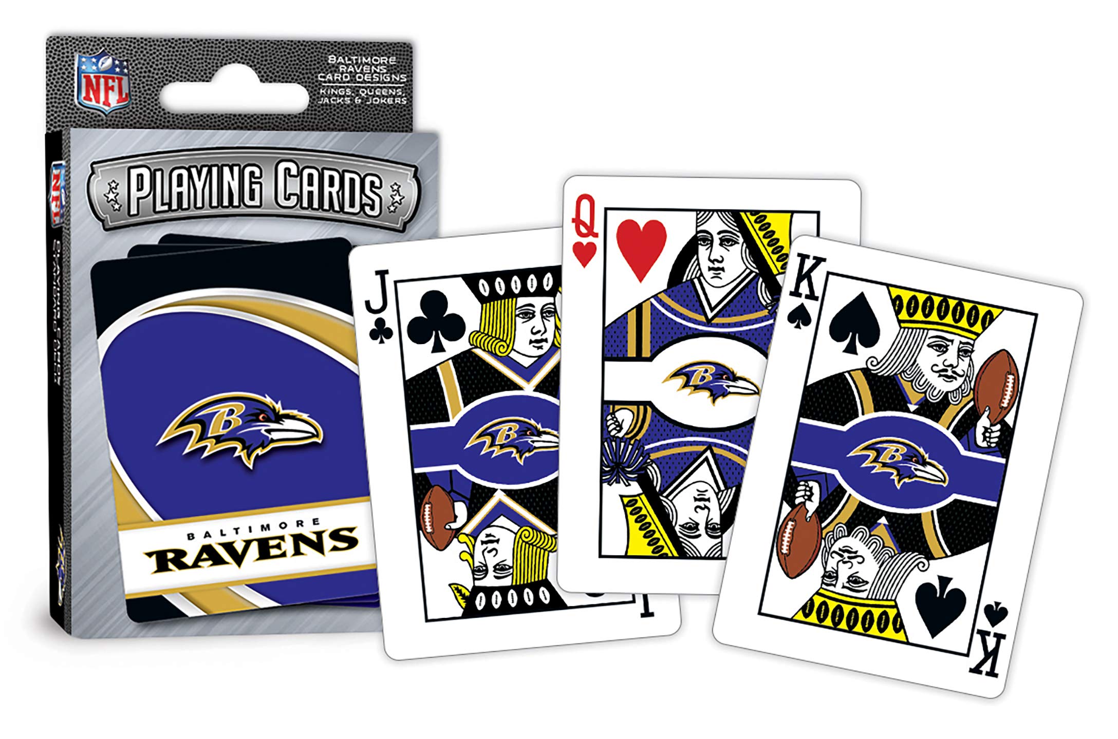 MasterpiecesNFL Playing Cards, Officially Licensed Baltimore Ravens Football Deck, Family Games for Adults and Kids, Standard Index