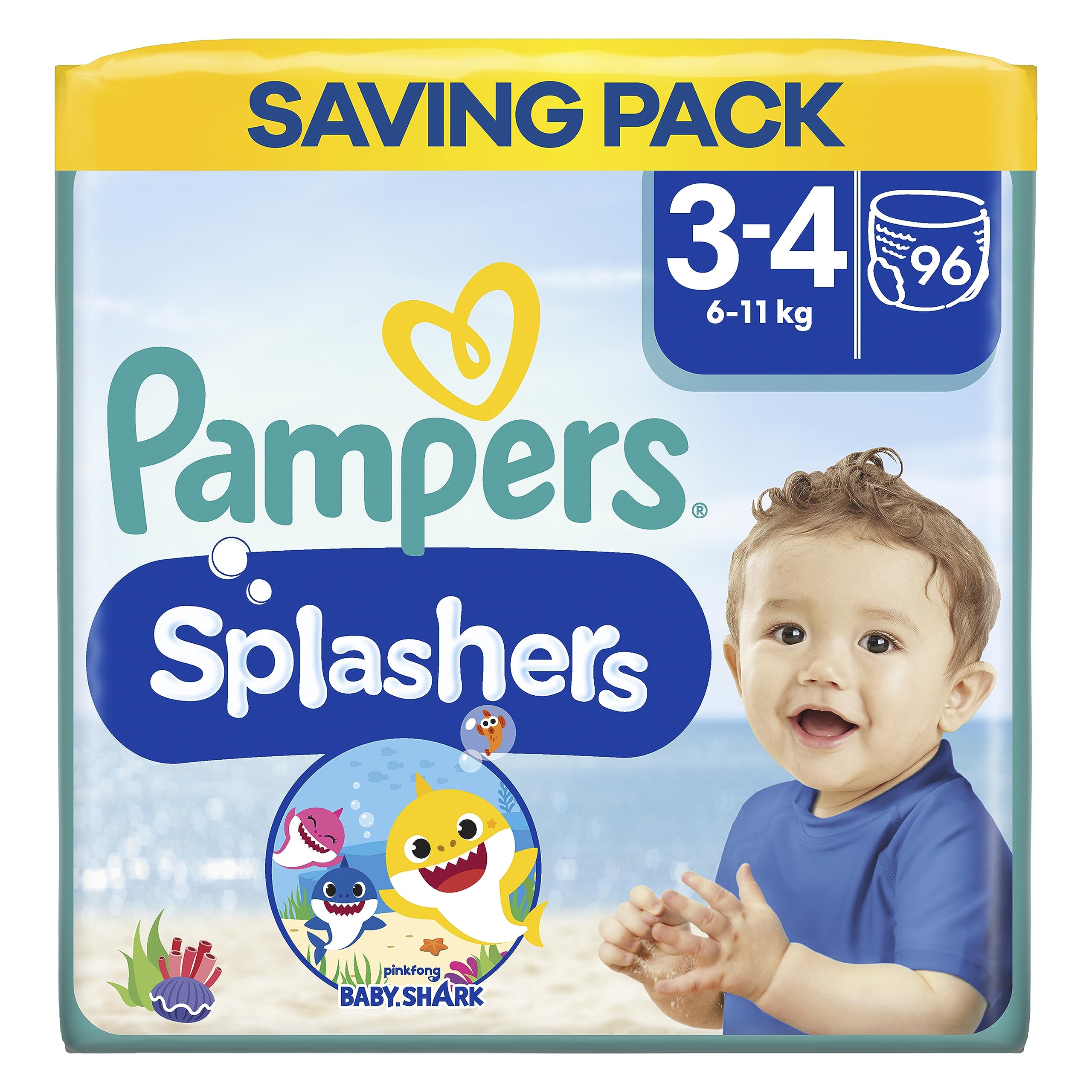 Pampers Splashers Swim Pants, Size 3-4 (6-11kg) 96 Count, SAVING PACK, Do Not Swell In Water, Packaging May Vary