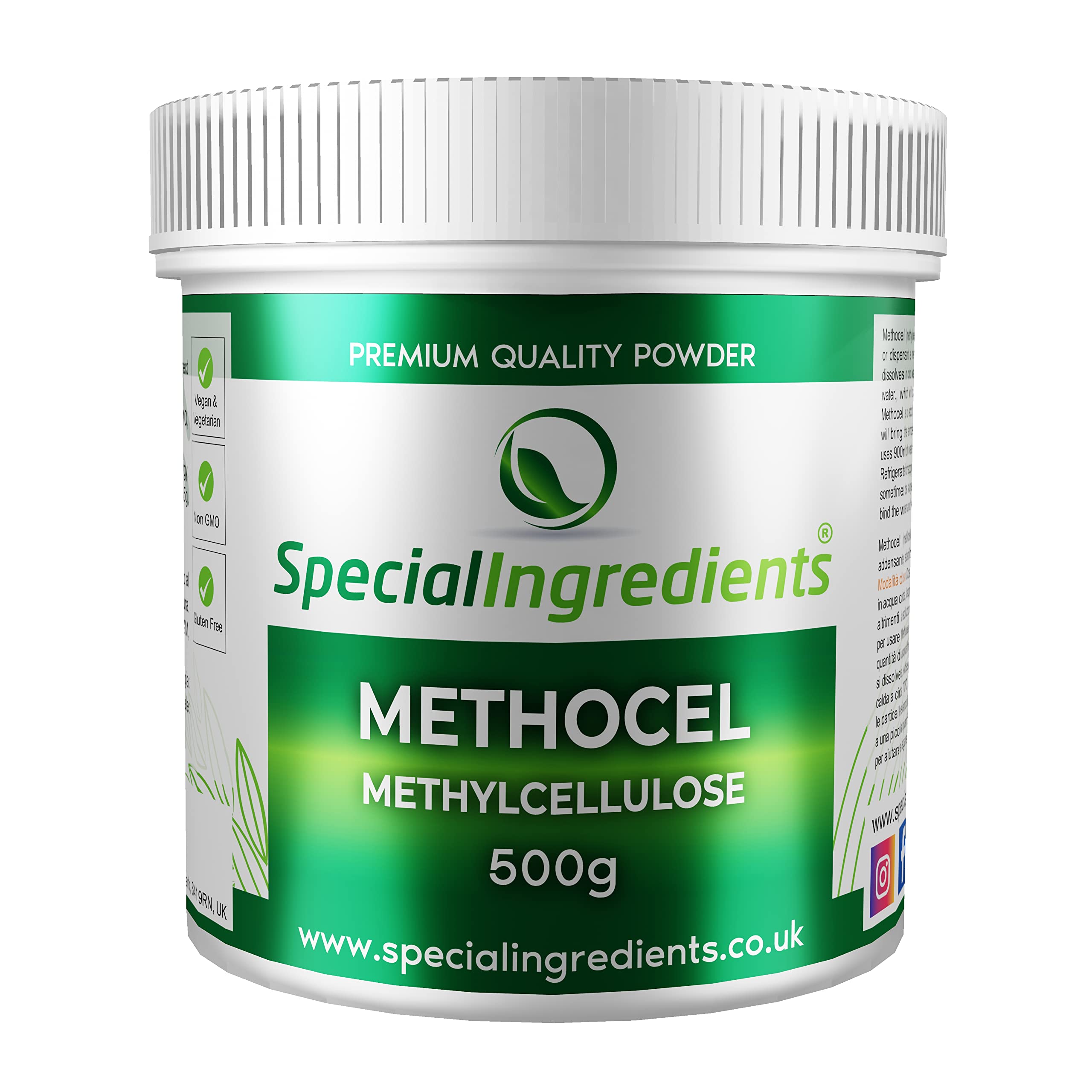 Methocel (Methylcellulose) 500g Premium Quality Food Grade, Vegan, Non-GMO, Gluten Free – Recyclable Container