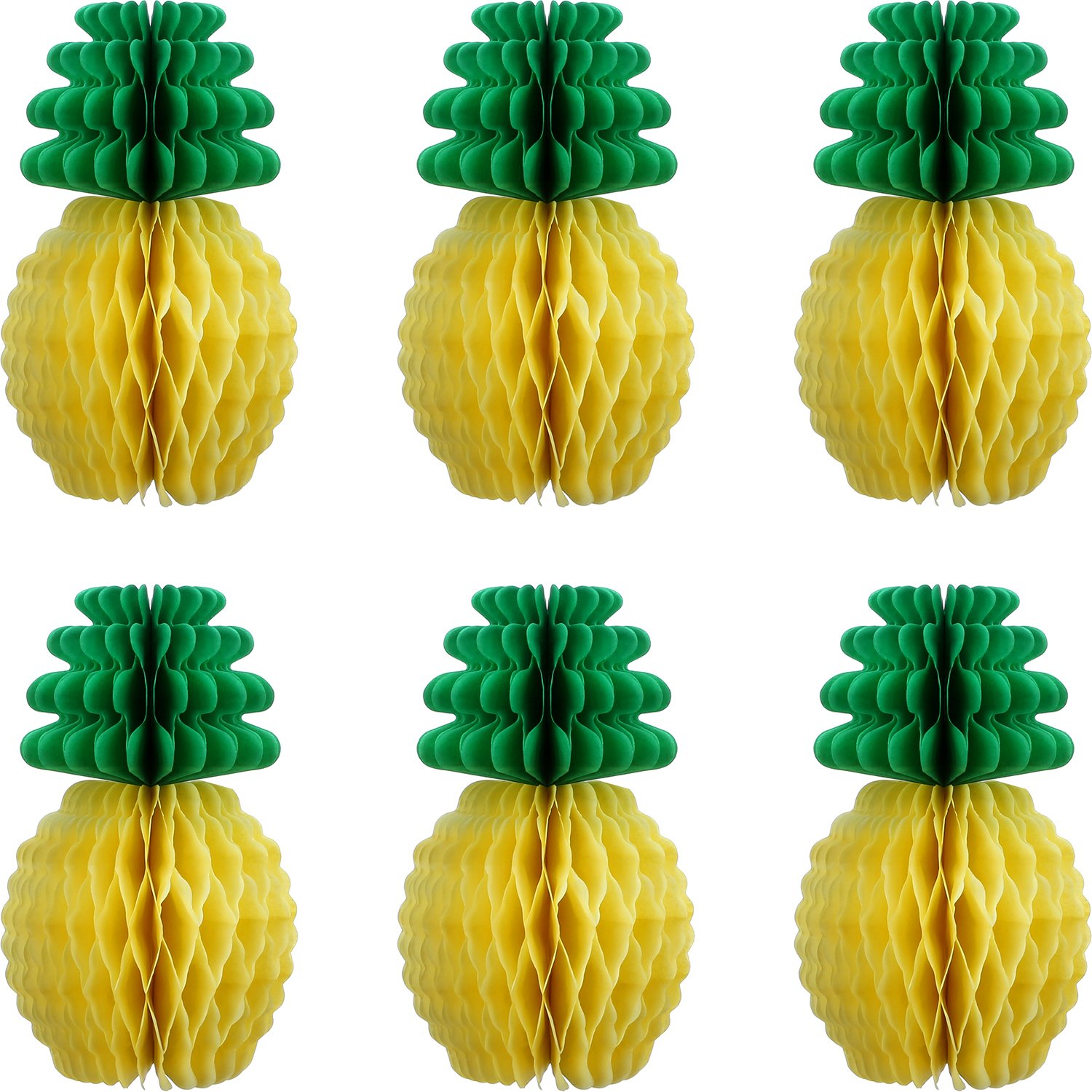 Maxdot 6 Pack Tissue Paper Pineapple Honeycombs 12 Inch Party Supplies Table Decoration Luau Party Hawaiian Theme Wedding Home Decor