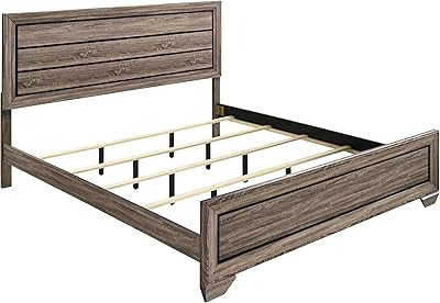 Coaster Home Furnishings Kauffman Transitional Wood Eastern King Size Panel Bed Frame 54-inch Headboard Washed Taupe 204191KE