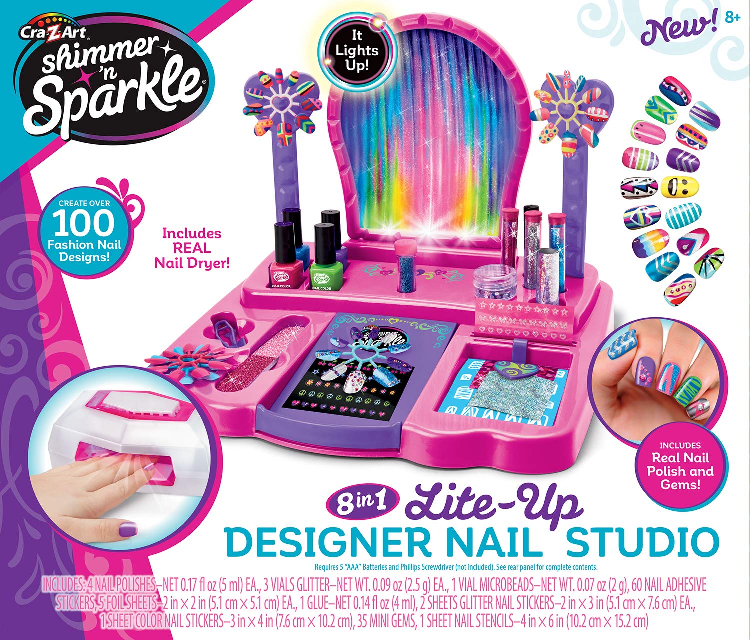 Cra-Z-ArtShimmer 'n Sparkle 8-in-1 Lite-Up Designer Nail Studio