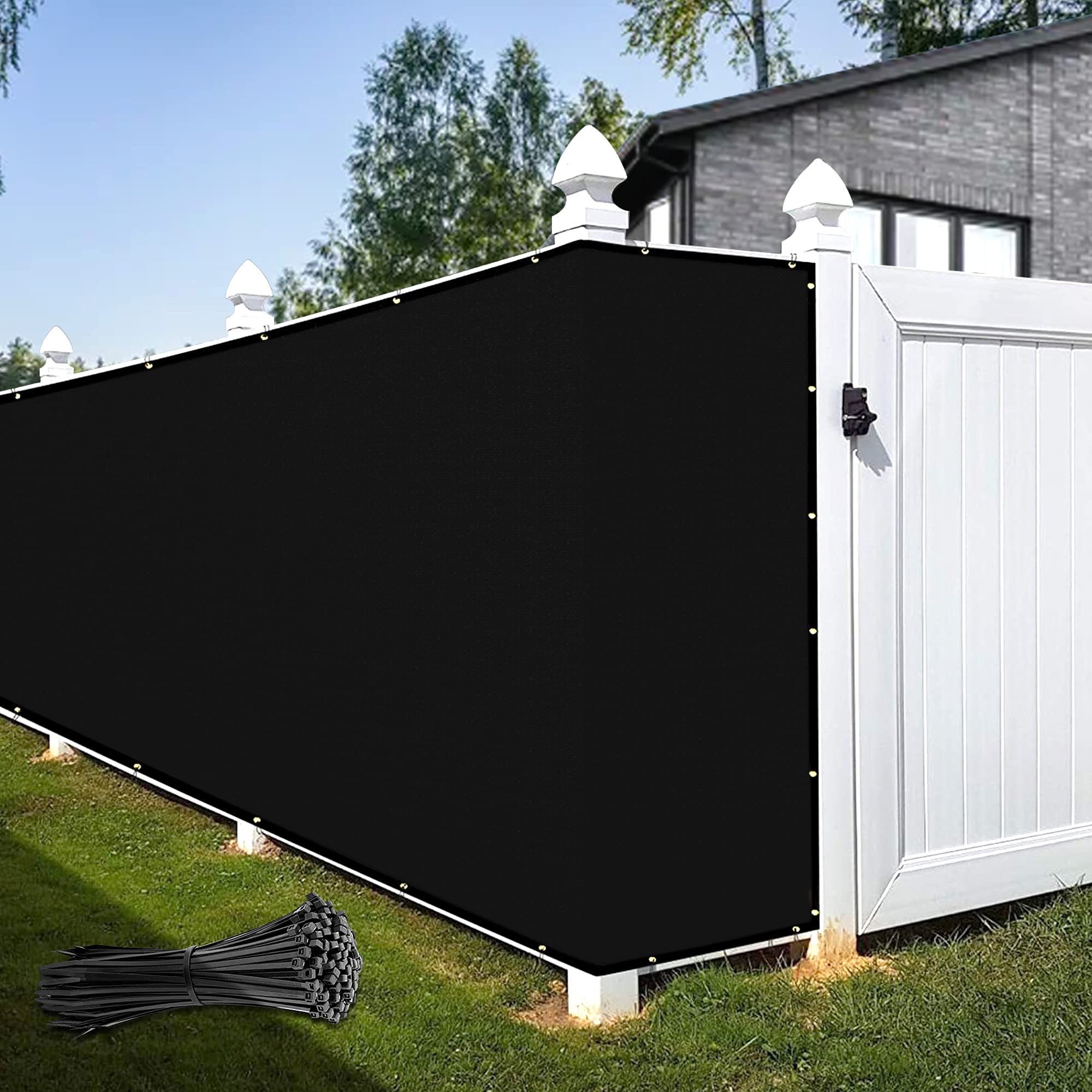 6' x 50' Black Fence Privacy Screen Cover Windscreen Heavy Duty Commercial Grade Strong Binding with Zip Tie - We Take Custom Orders