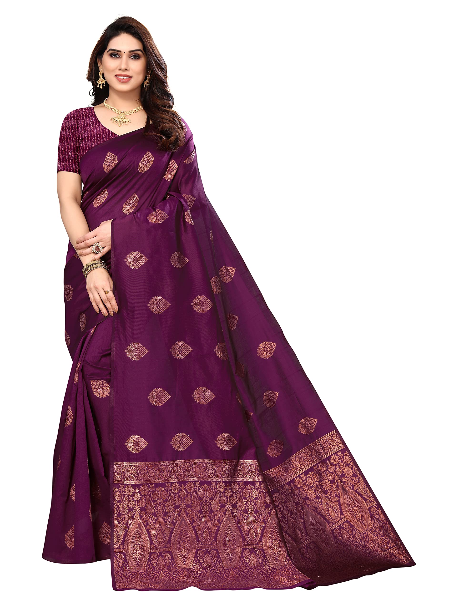 PISARA Women Cotton Silk Saree With Unstitched Blouse Piece