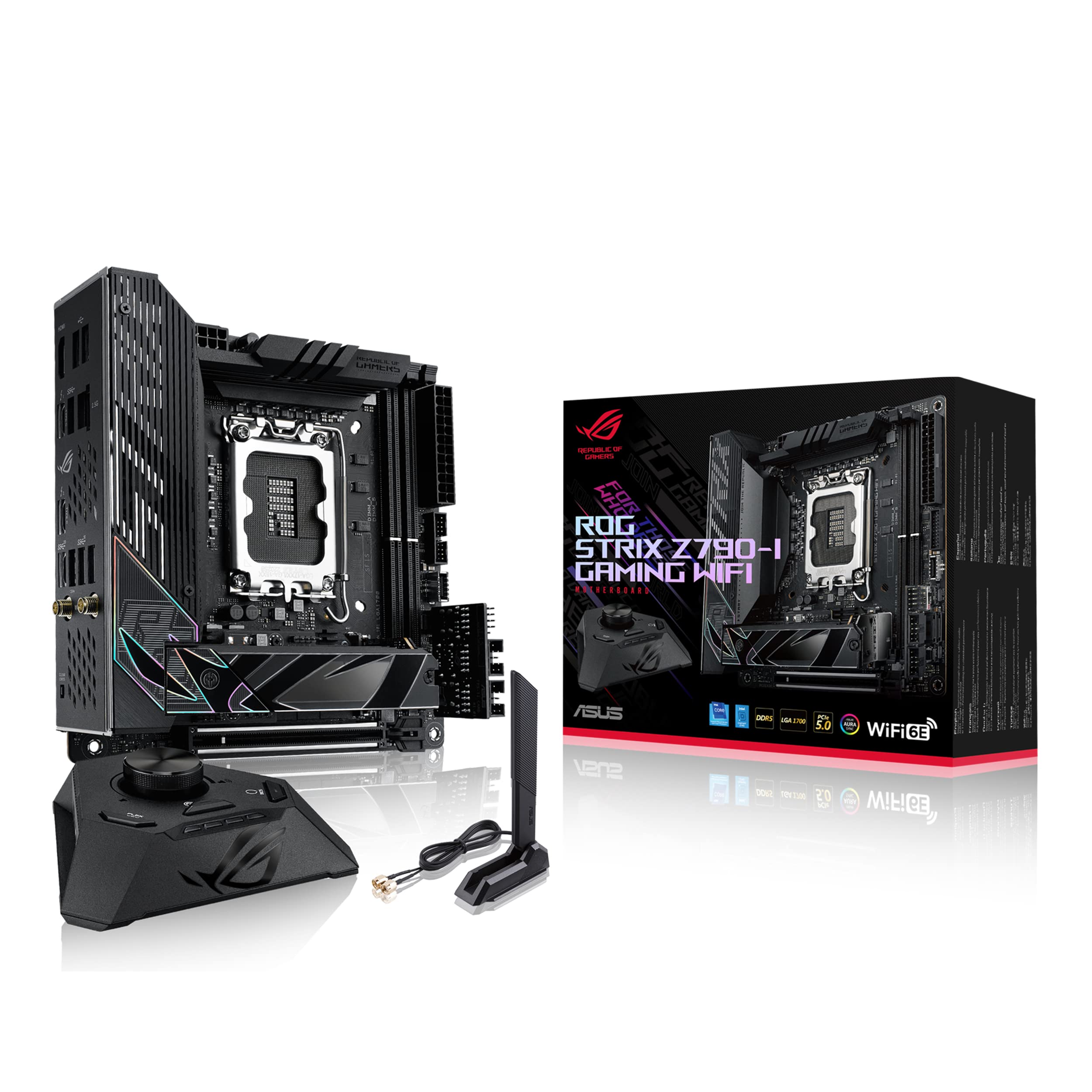 ASUSROG Strix Z790-I Gaming WiFi 6E LGA 1700 (Intel®13th&12th Gen)mini-ITX gaming motherboard(PCIe5.0,DDR5,10+1 power stages,Thunderbolt 4,2.5GbLAN,USB 3.2 Gen 2x2 front panel Type-C,2x M.2/NVMe SSD)