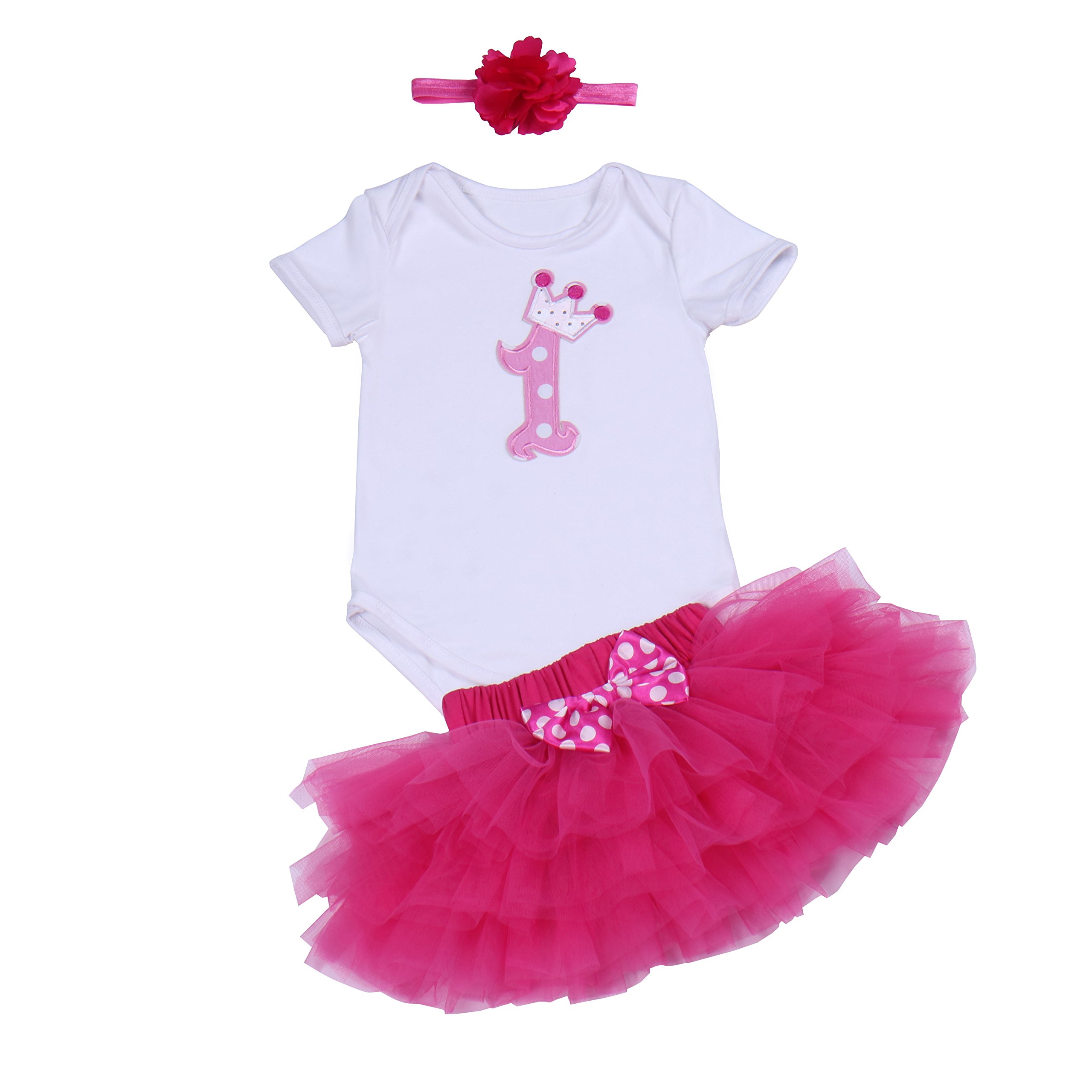 BabyPreg Baby Girls 1st Birthday Tutu with Headband Set