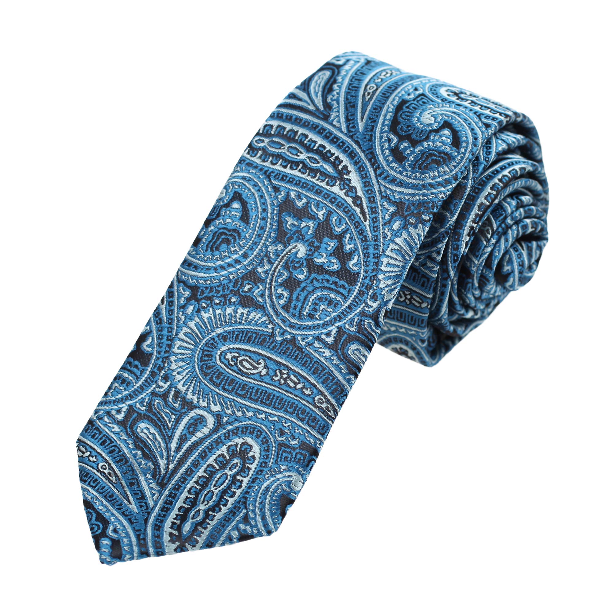 Dan Smith Fashion Slim Necktie Patterned Microfiber Skinny Tie With Box