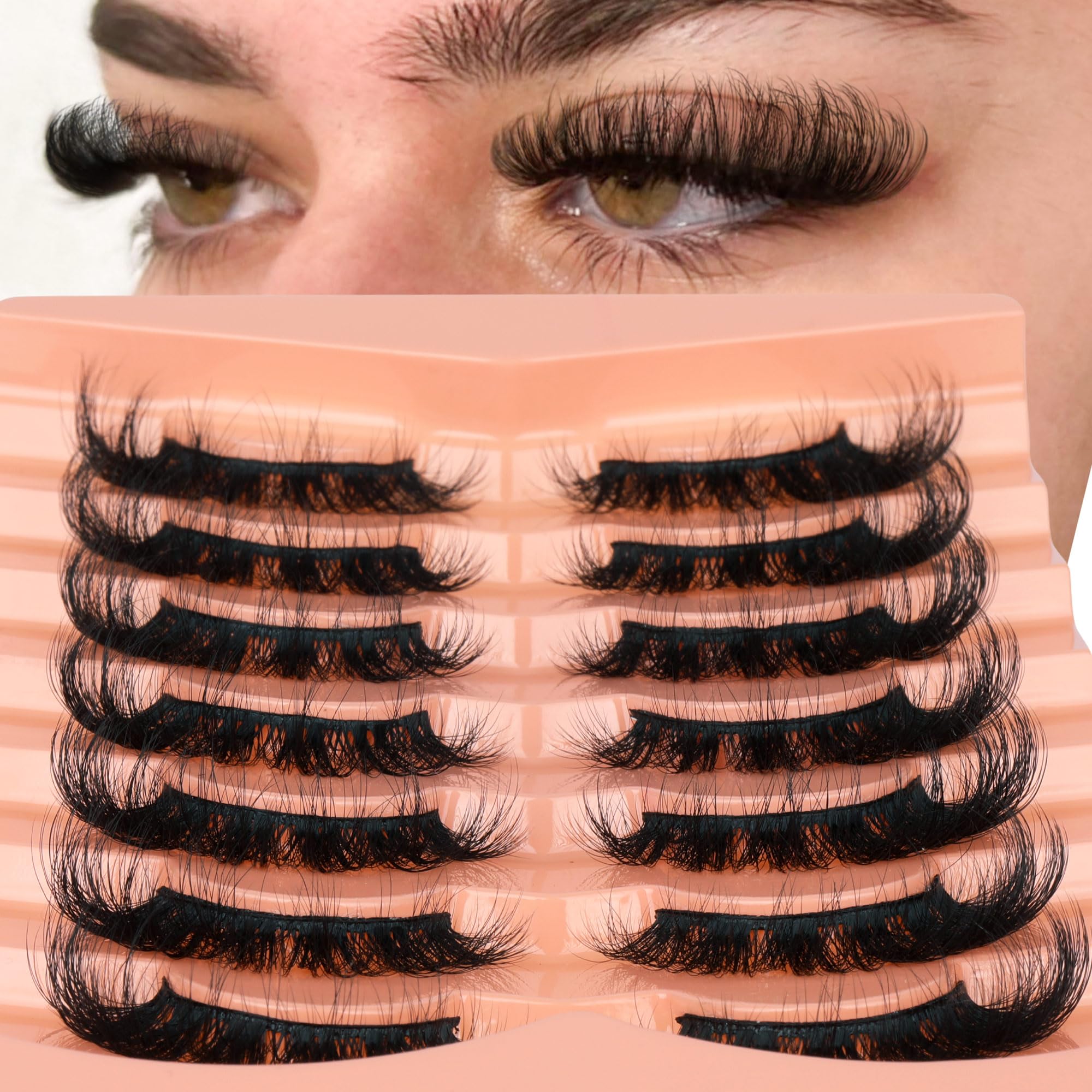 Mink Lashes Wispy False Eyelashes Fluffy D Curl Faux Mink Lashes 14mm Natural Look False Lashes Short Strips Lashes by Focipeysa