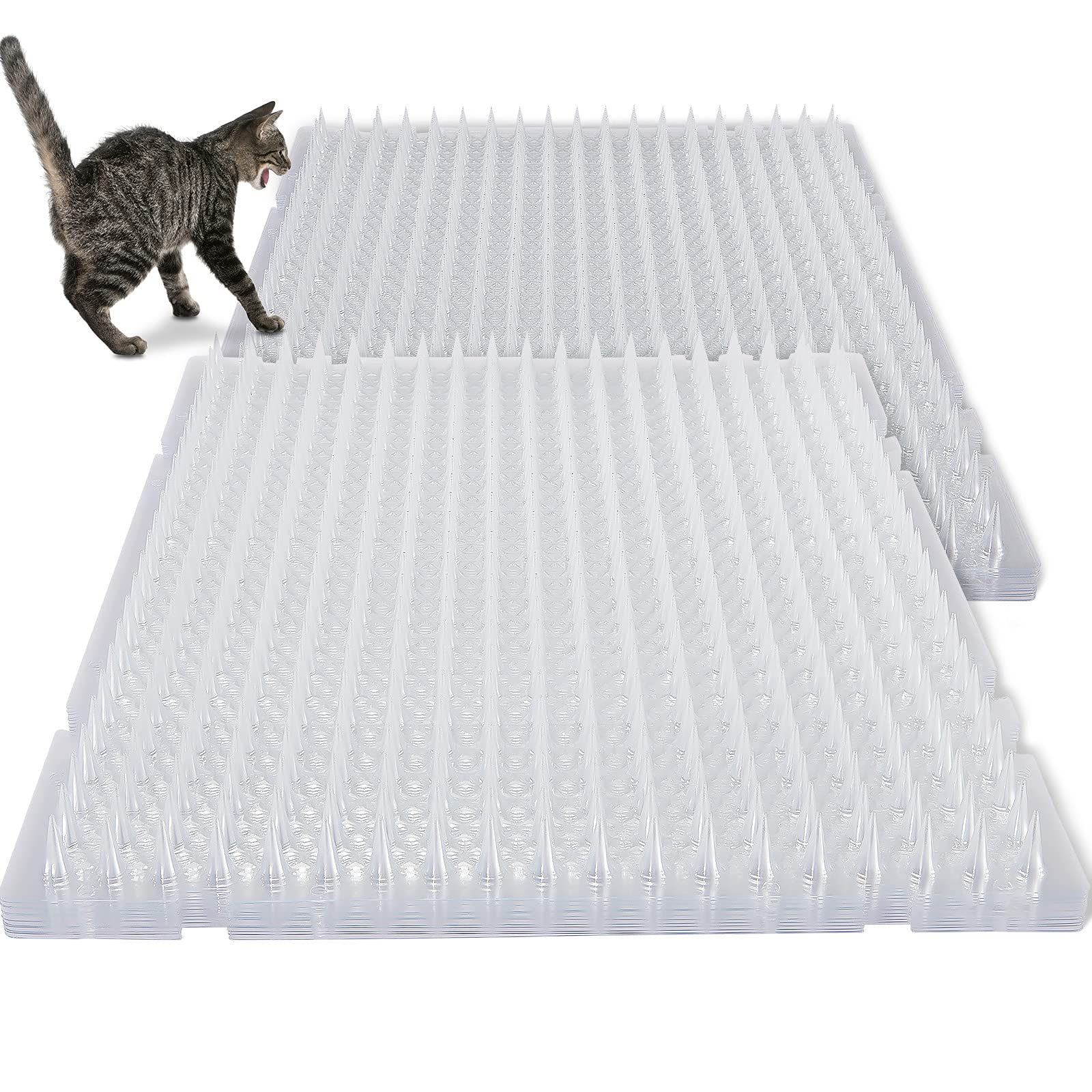 Nuanchu 12 Pieces Cat Deterrent Mat Cat Repellent Mat with Spikes Keep Cats Off Counter Anti Cat Mat Dogs Spiked Deterrent Mat for Outdoor Indoor Garden Window Sofa(16 x 13 Inches,Clear)