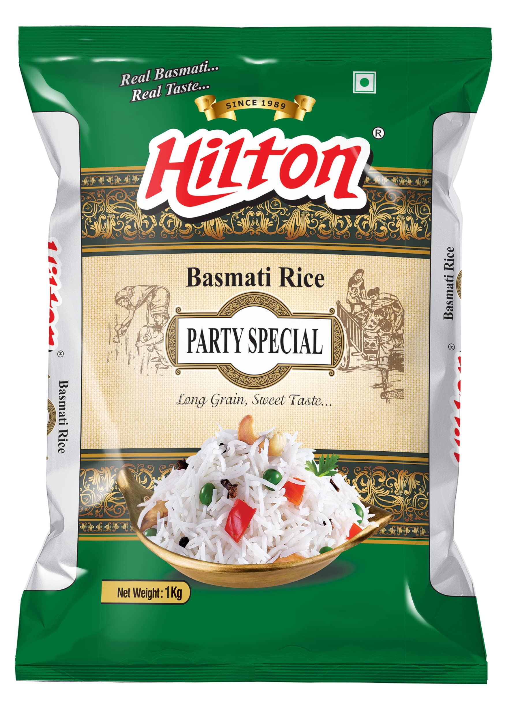 Hilton Party Special Basmati Rice, Extra long grain basmati rice 1kg || Biryani Special Basmati Rice for Party and wedding cooking || Pack of 1 KG