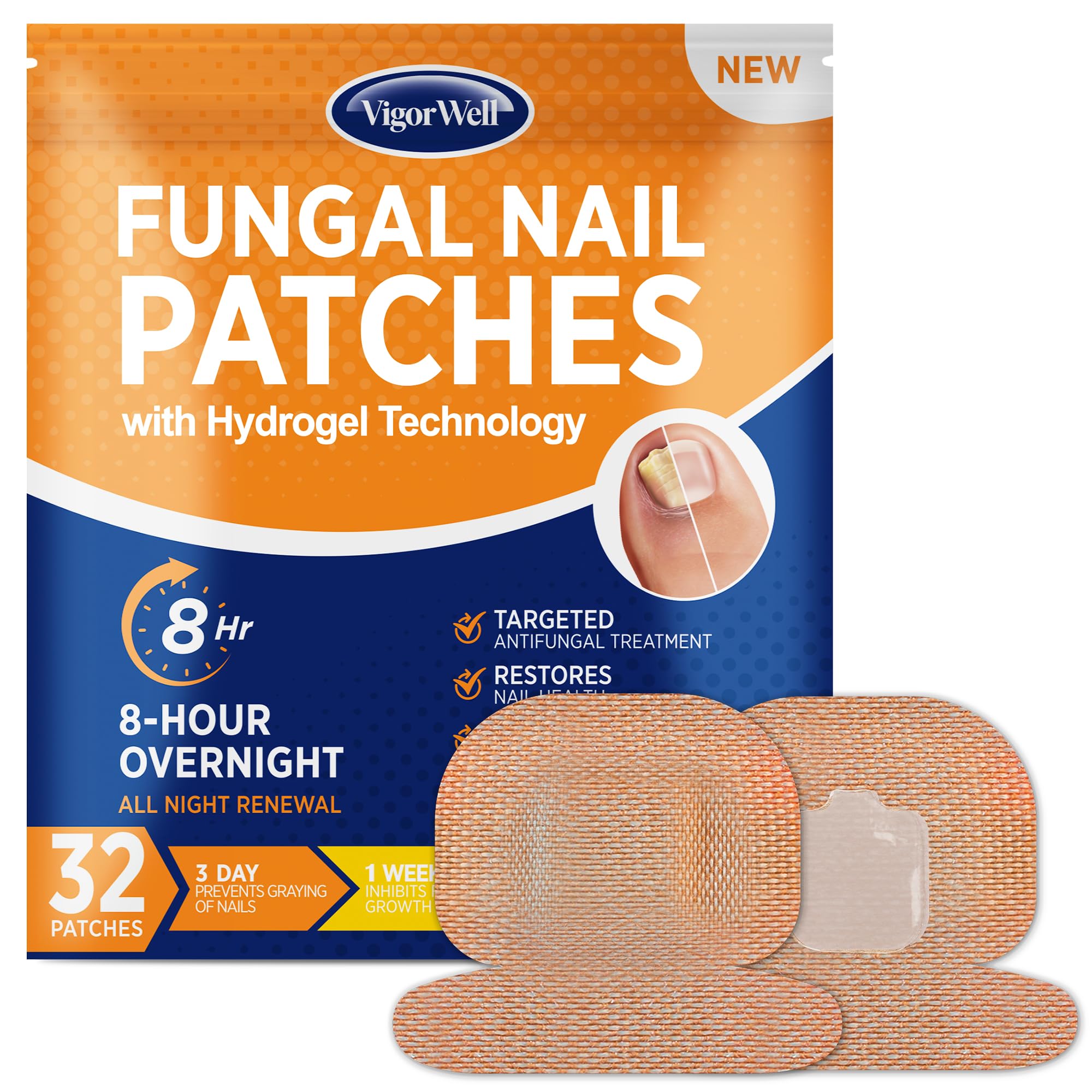 Toenail Fungus Treatment Extra Strength - 32 Patches with Hydrogel for Overnight Repair Fungus Nail Treatment For Toenail - Nighttime Fungal Nail Patches Visible Results in 8 Hours