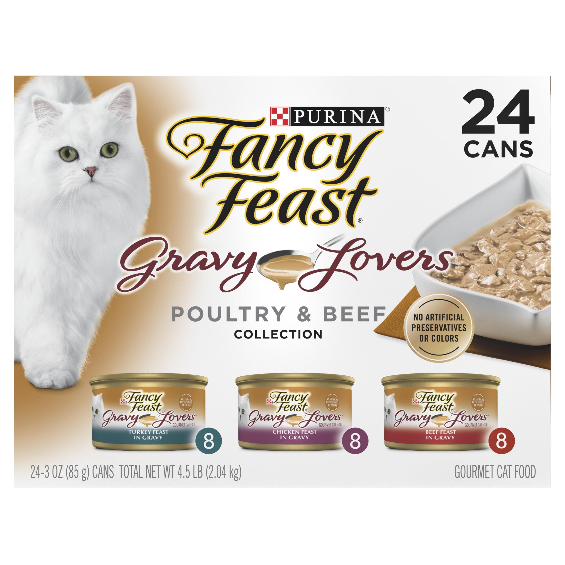 Purina Fancy Feast Gravy Lovers Poultry and Beef Grilled Gourmet Wet Cat Food Variety Pack - (Pack of 24) 3 oz. Cans