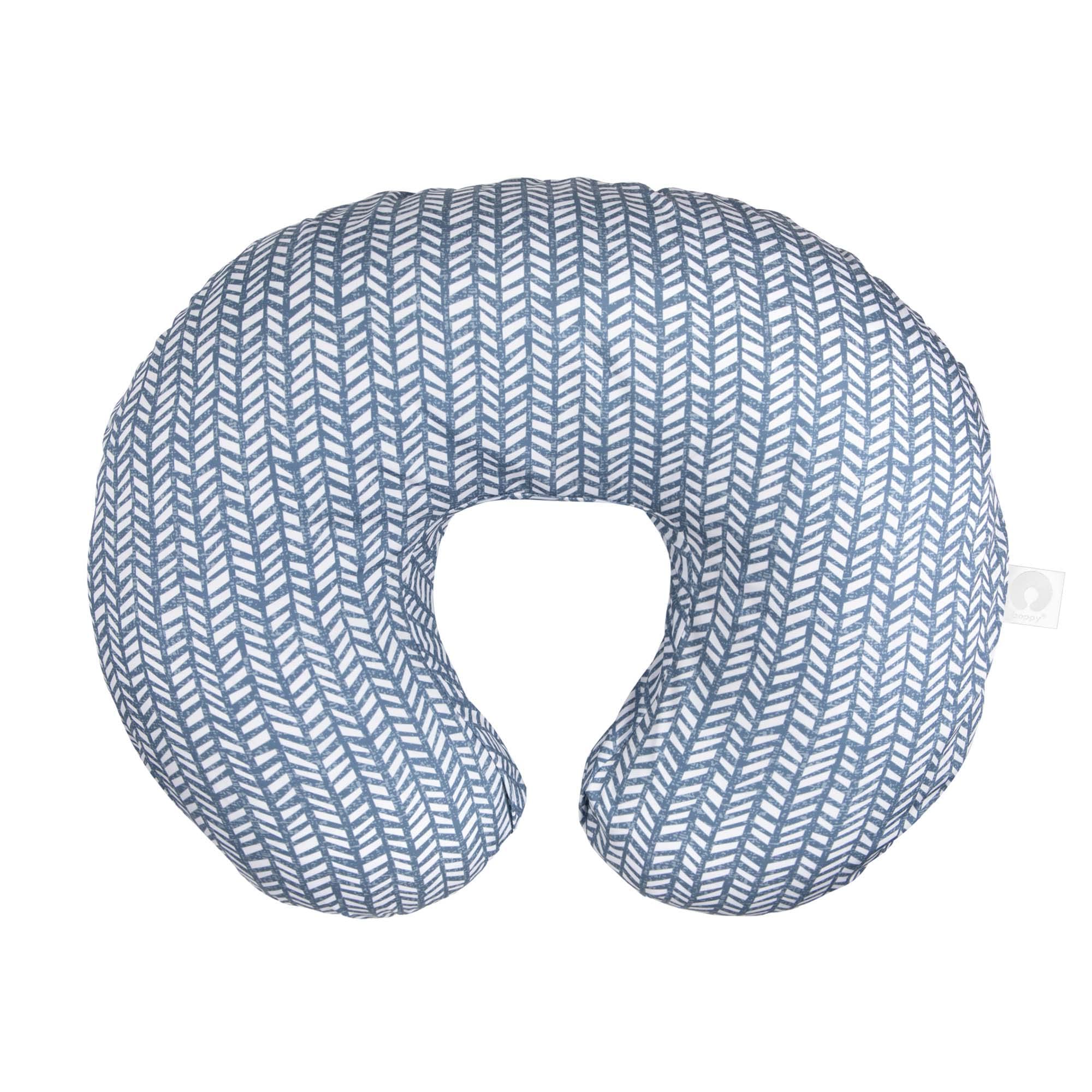 Boppy Nursing Pillow Original Support, Blue Herringbone, Ergonomic Nursing Essentials for Bottle and Breastfeeding, Firm Fiber Fill, with Removable Nursing Pillow Cover, Machine Washable