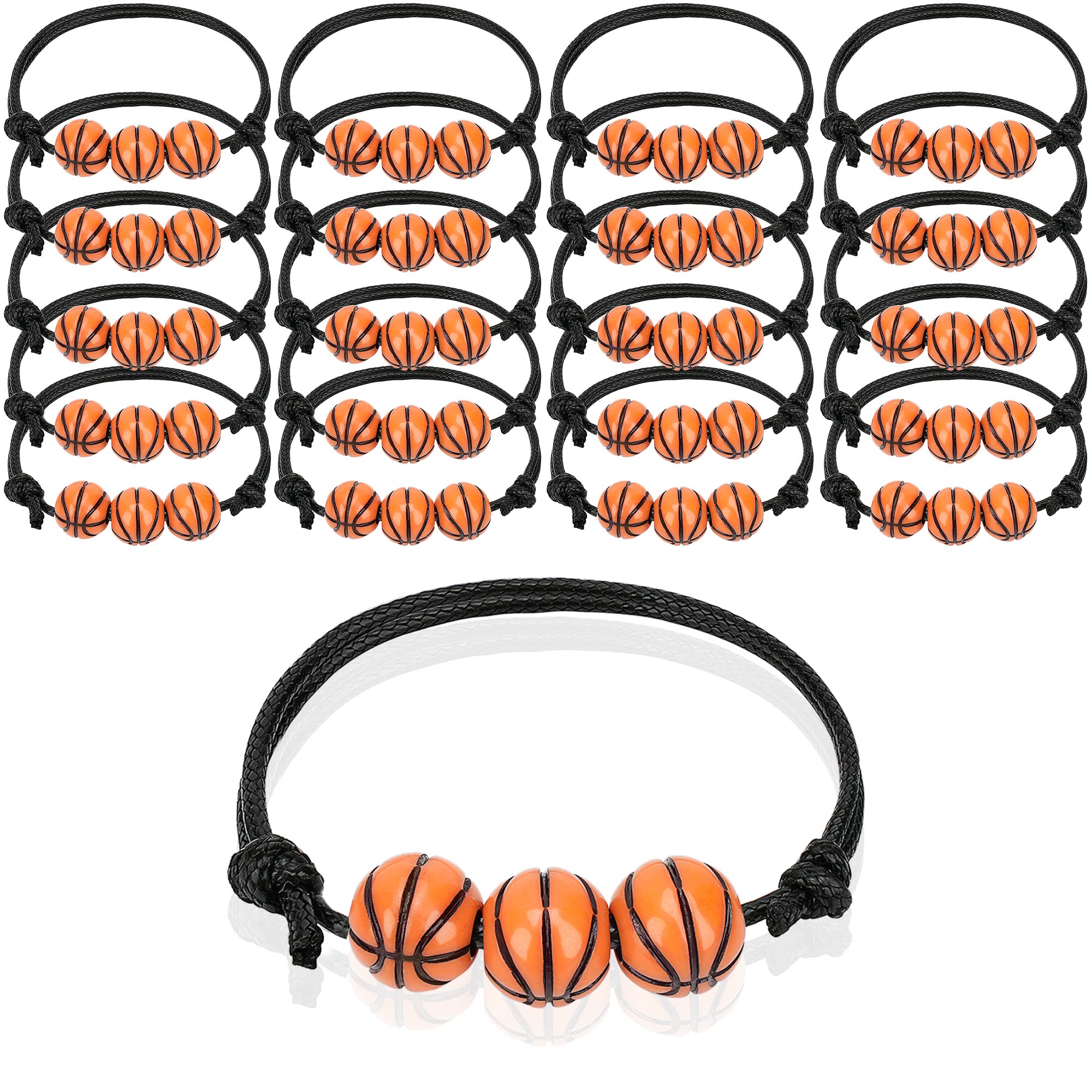 Basketball Football Baseball Tennis Bracelets for Boys and Girls, Sports Theme Wristbands Rugby Soccer Softball Party Favors, Great Gifts Showing Team Spirit Beads Ball Bracelet for Teens (20-Pack)