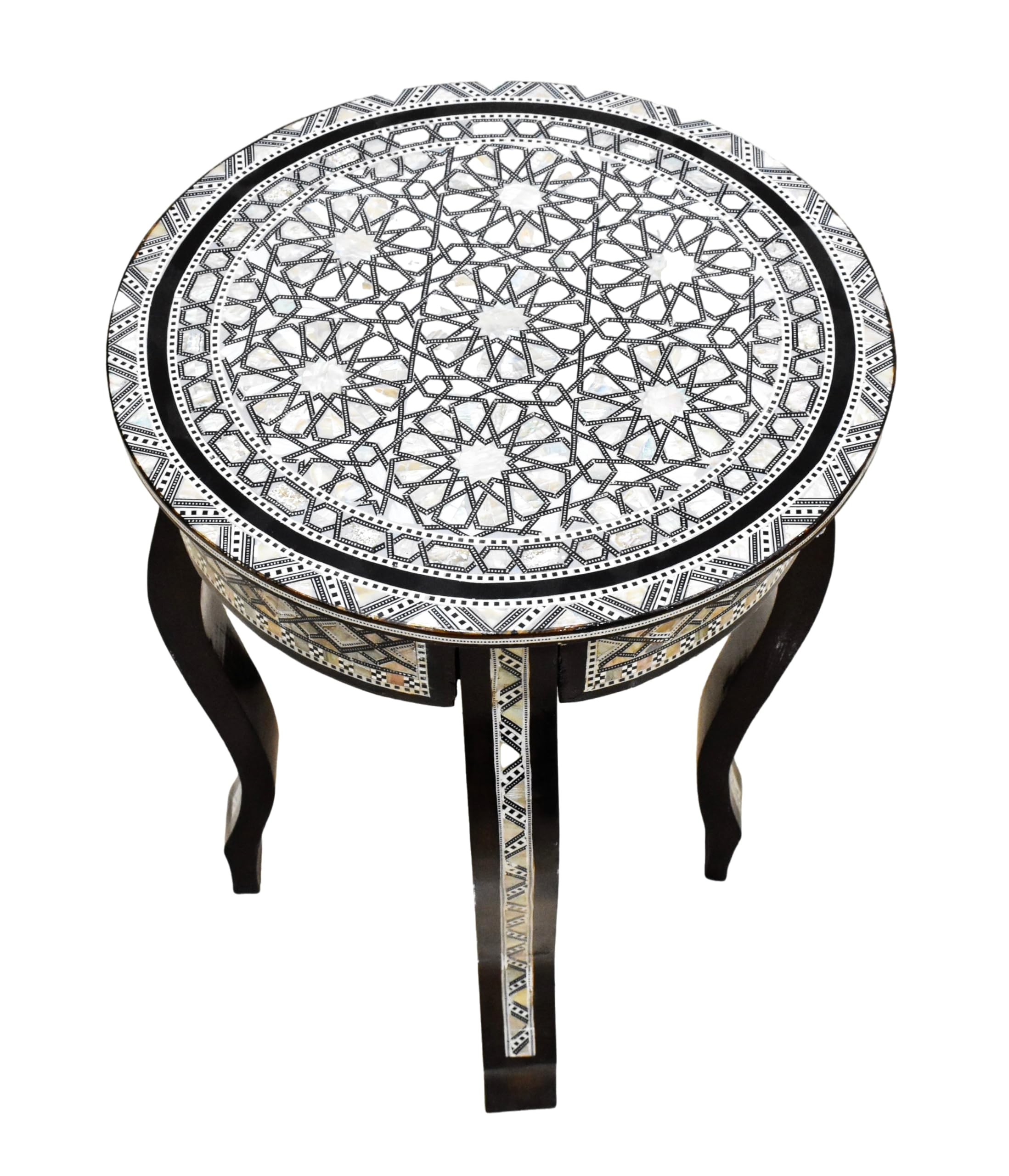 Side Corner cofee Table for Living Room, Morrocan Table Design, Mother of Pearl Inlaid, Egyptian Handmade (Round)