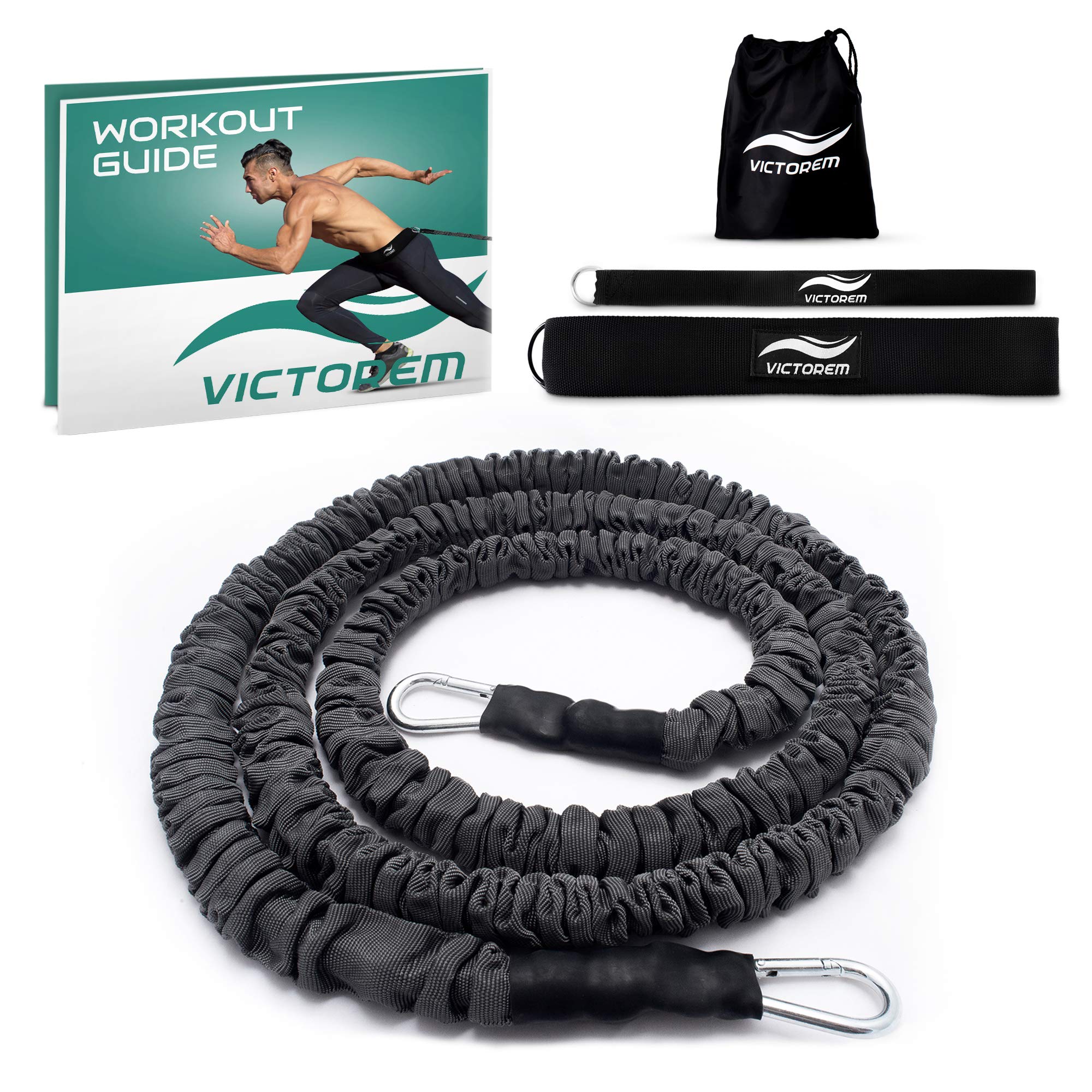 Victorem Strength 80 Lb Sport Bungee Workout Bands - 8 Ft - 360° Speed Bands, Running Resistance Training, Bungee Cords Training, Baseball, Basketball Work Out Equipment - Speed Training Equipment