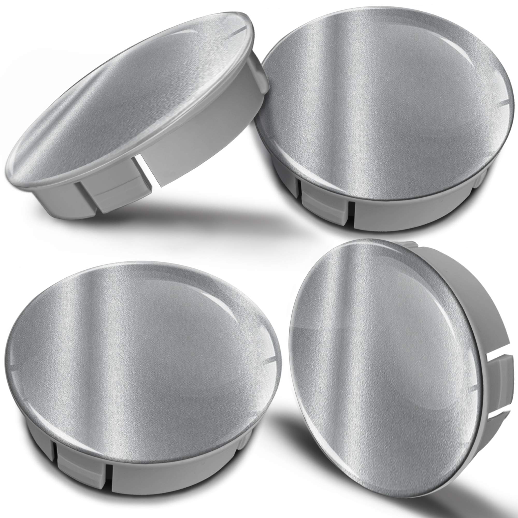 Biomar Labs® 4 x 60mm 3D Universal Wheel Hub Centre Caps Silver Gloss Center Rims CS 7