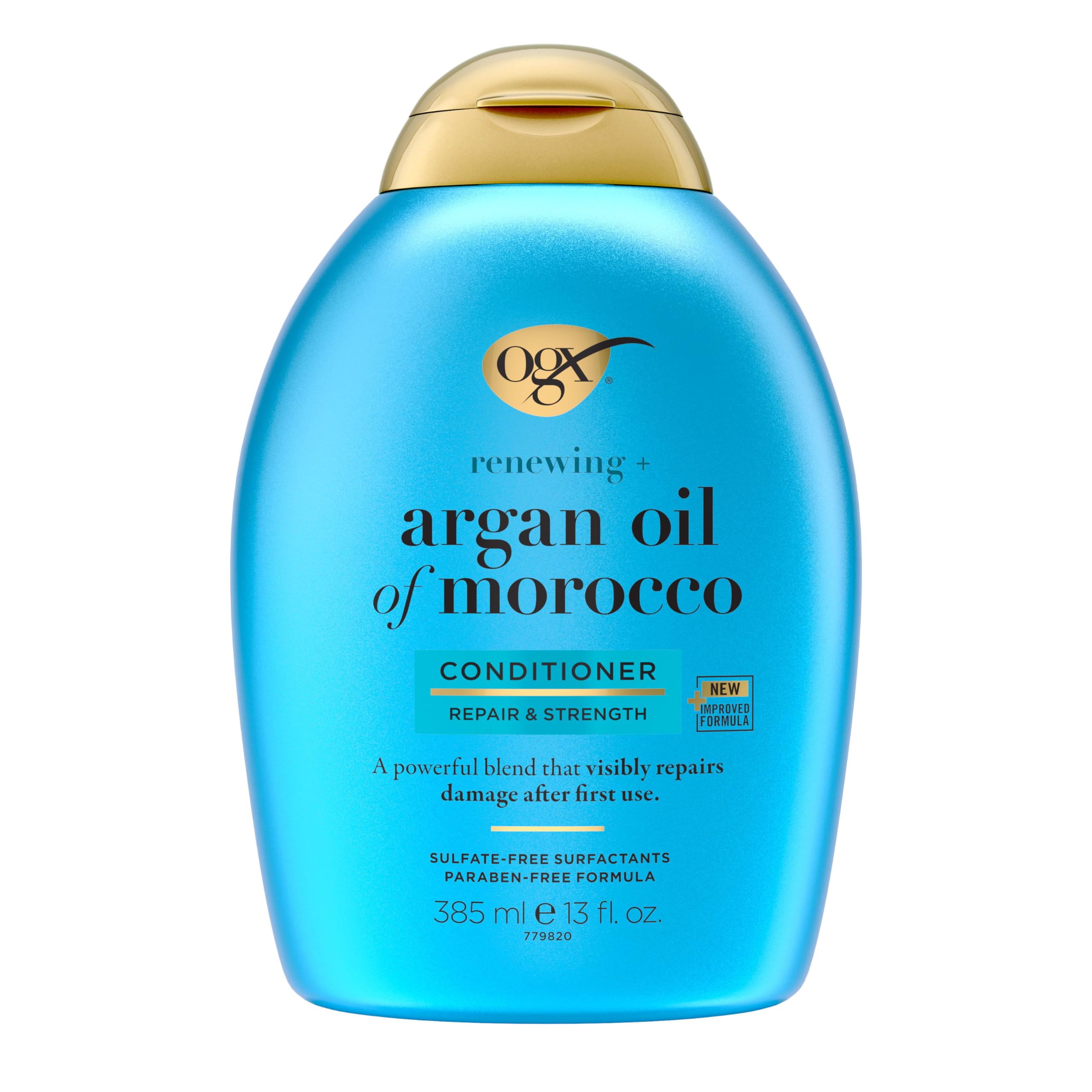 OGX Renewing + Argan Oil of Morocco Conditioner, 13 fl. oz - Repairs Dry, Damaged Hair, Paraben-Free, Sulfate-Free Surfactants, LipiPro Shield Technology, Citrus-Fresh Scent