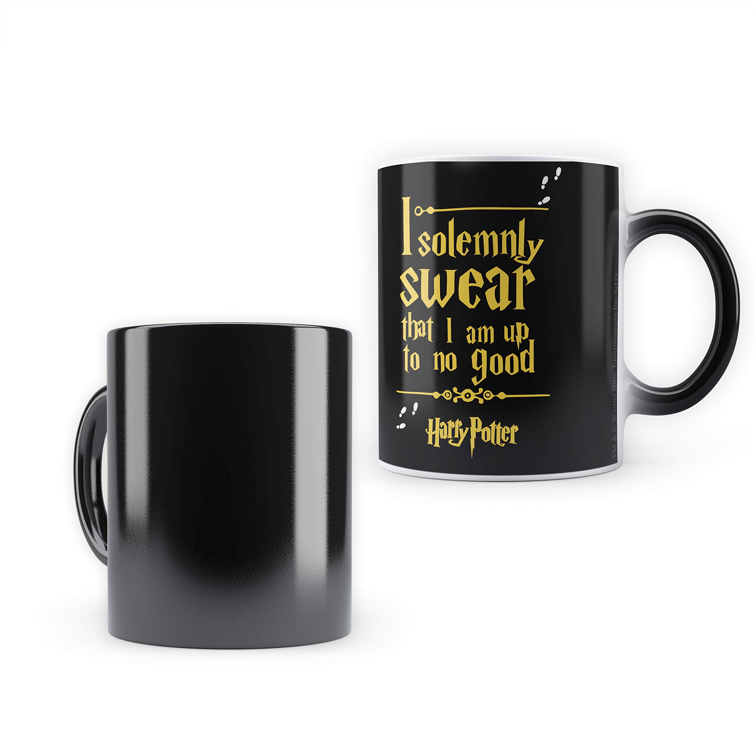 MC SID RAZZ Official Licensed by Warner Bros, USA - Harry Potter - I Solemnly Swear Morphing Magic Heat Sensitive Ceramic Cool Coffee & Tea, Cup Drinkware Mug with Coaster