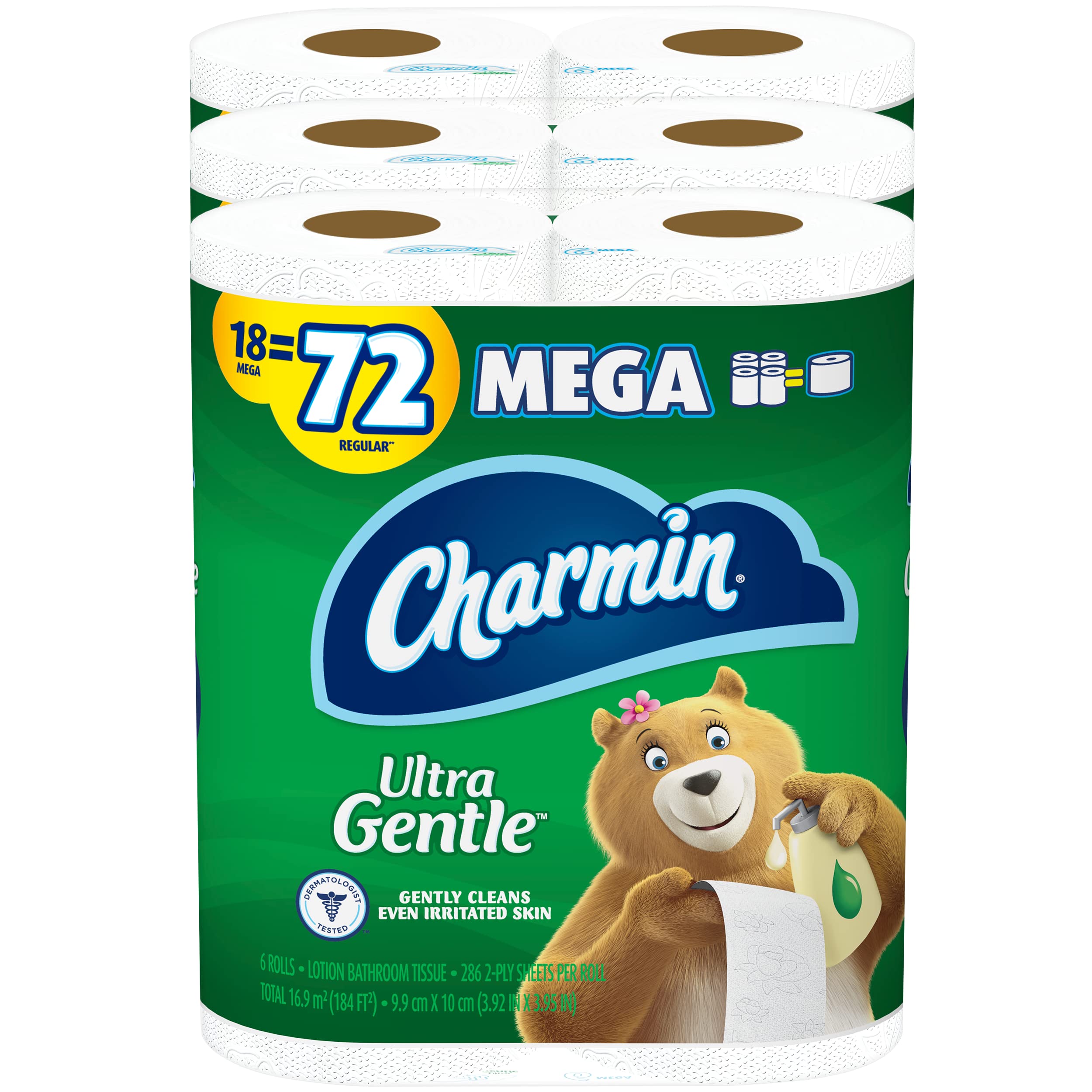 Charmin Ultra Gentle Toilet Paper, 18 Mega Rolls = 72 Regular Rolls