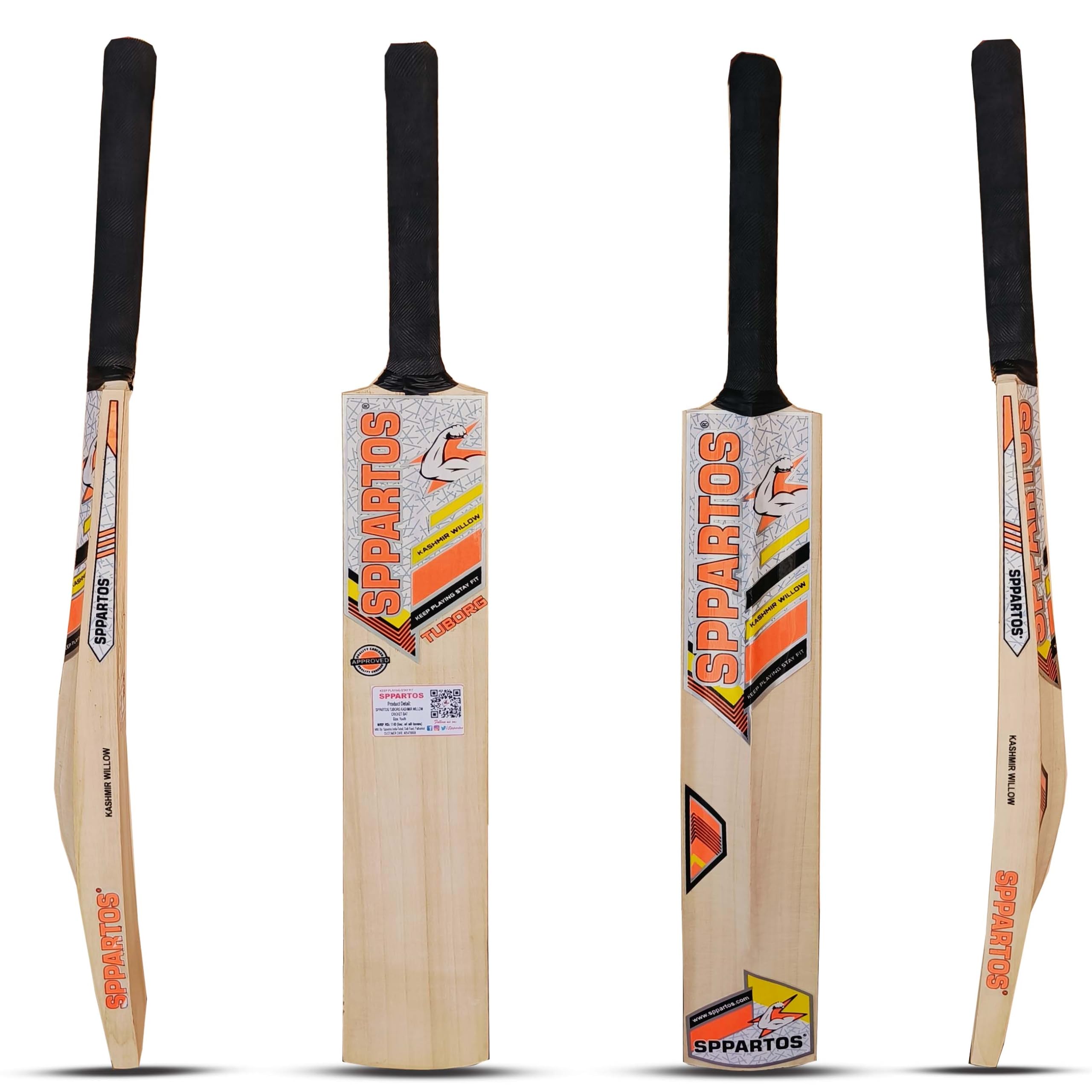 SPPARTOS New Tuborg 2024 Youth Size 6 Kashmir Willow Cricket Bat (Orange) | Lightweight Design for Enhanced Performance