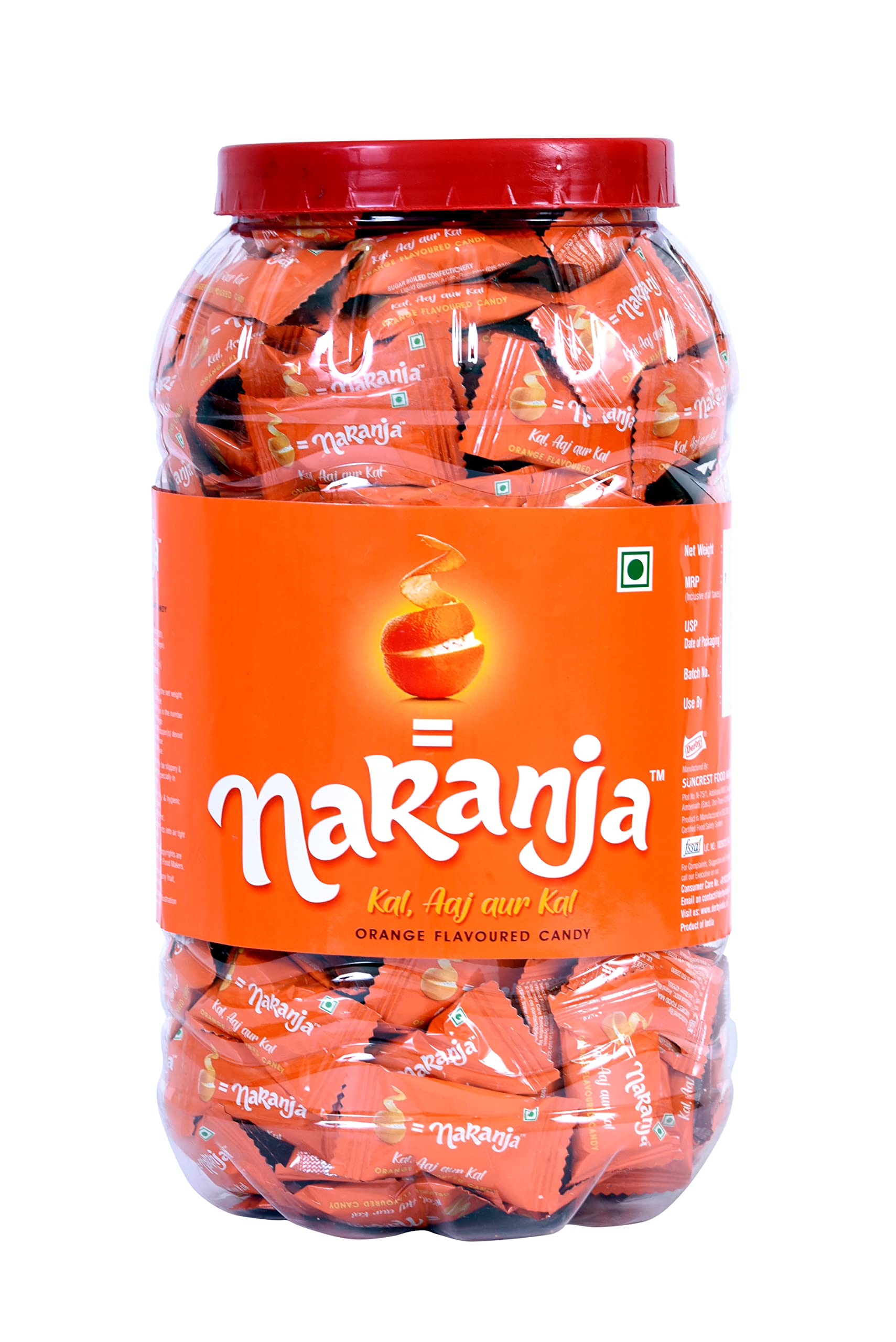 Derby_Naranja Orange Flavoured Candy | 300pcs in a Jar | Party Pack | Santra Goli Kal Aaj aur Kal |