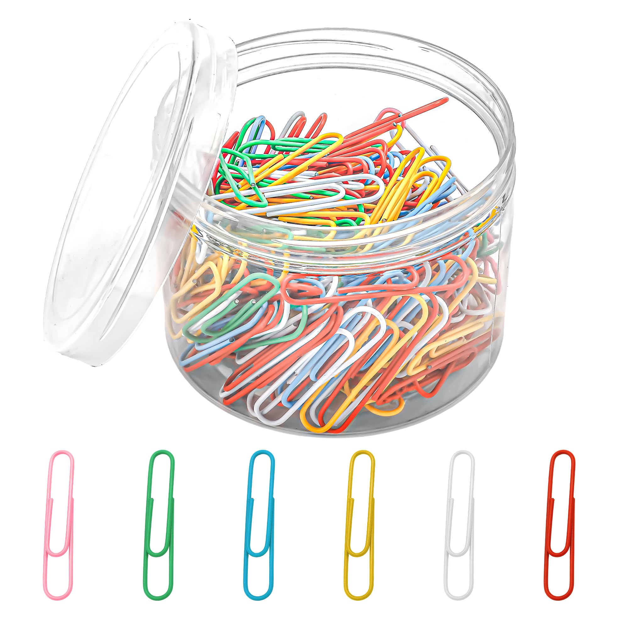 200 PCS Metal Paper Clips, Paperclips Large Paper Clips Assorted Sizes，Paperclip 2 inch Paper Clips Bulk, Colored Coated Paper Clip Holder for Desk Clips Office Supplies Home Office School Organizing